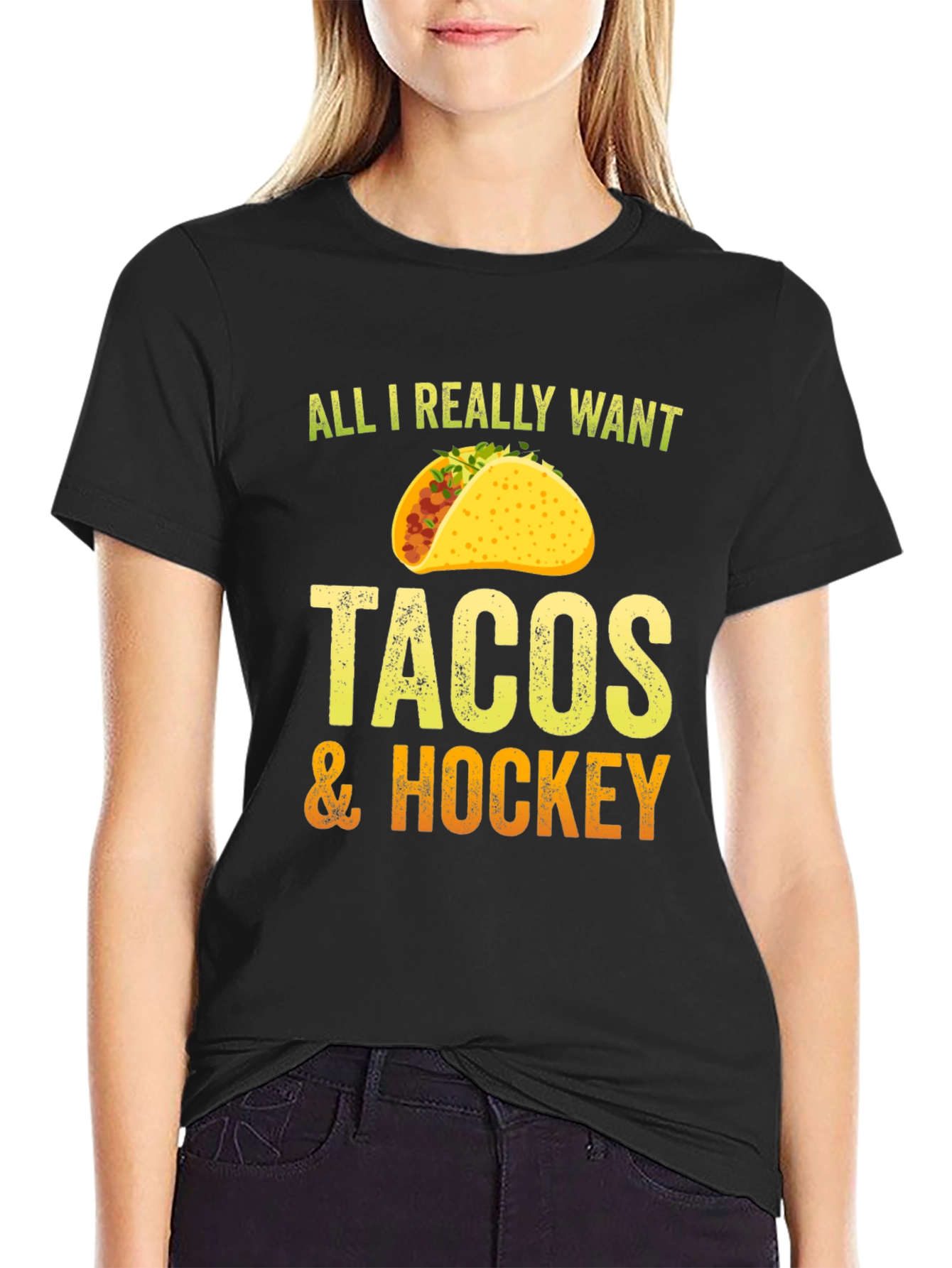 Black Tacos & Hockey Graphic Tee view 2