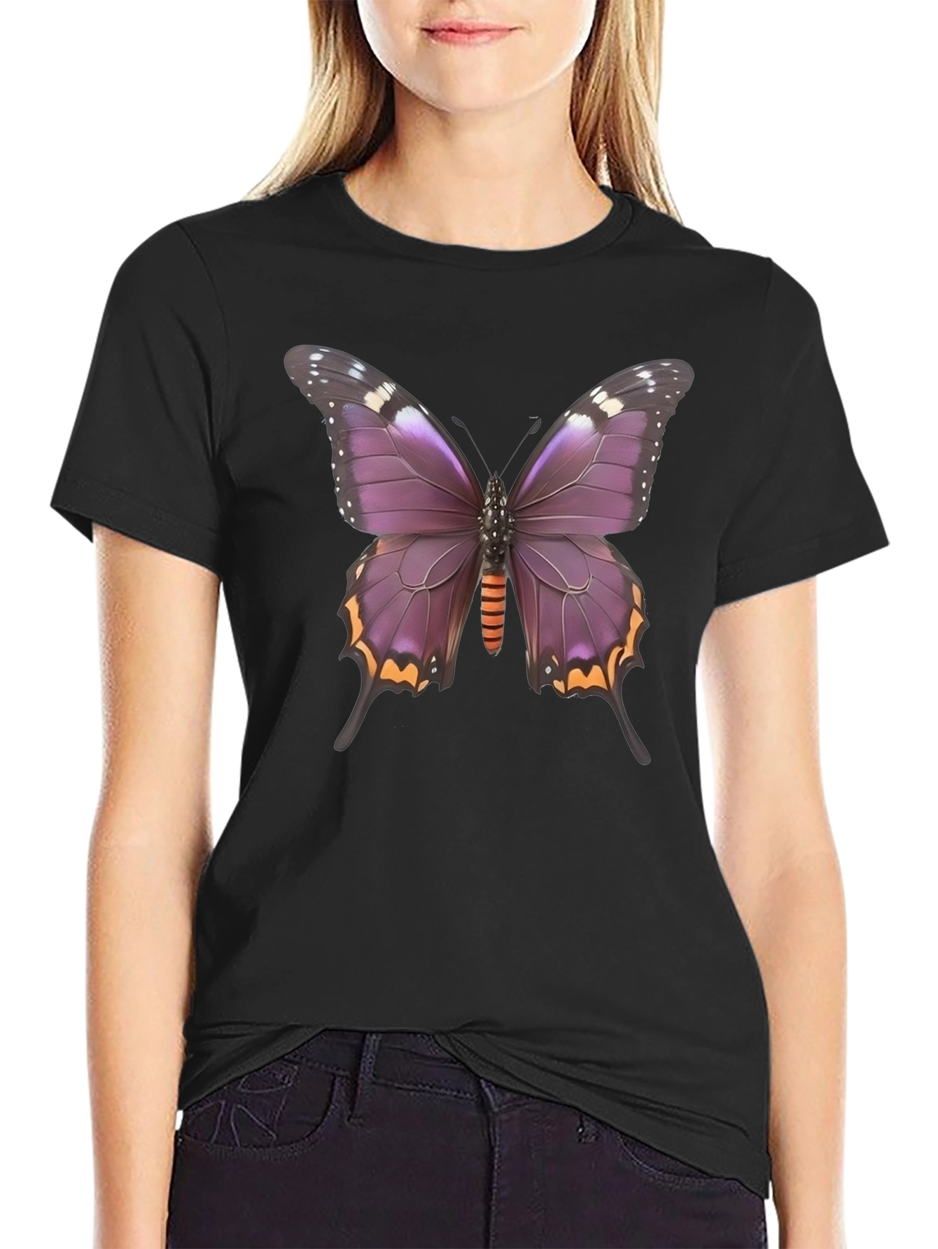 Black Butterfly Graphic Tee - Stylish Black T-Shirt view 2