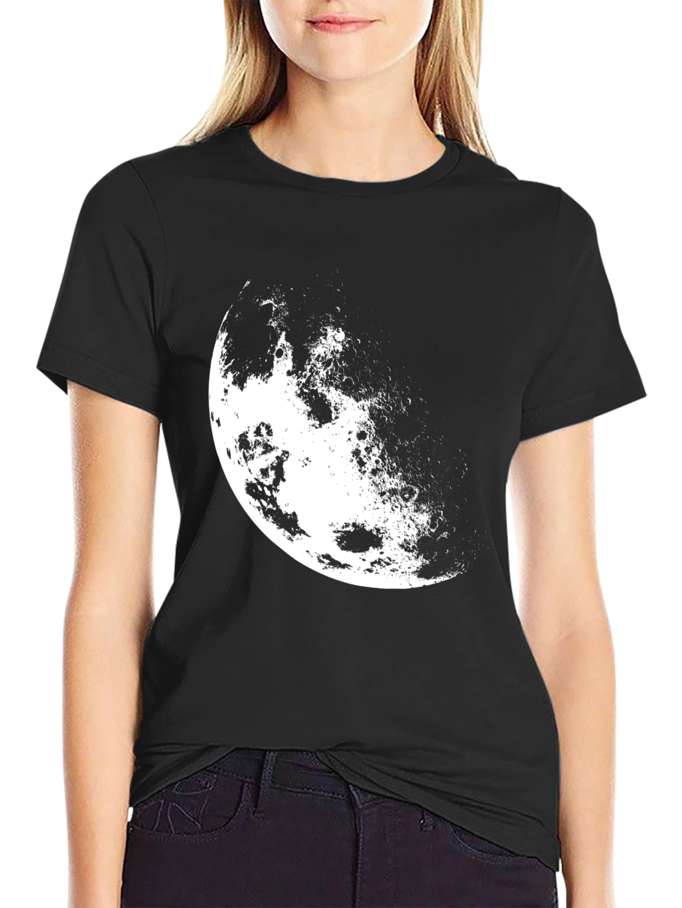 Black Lunar Phase Black T-Shirt view 2