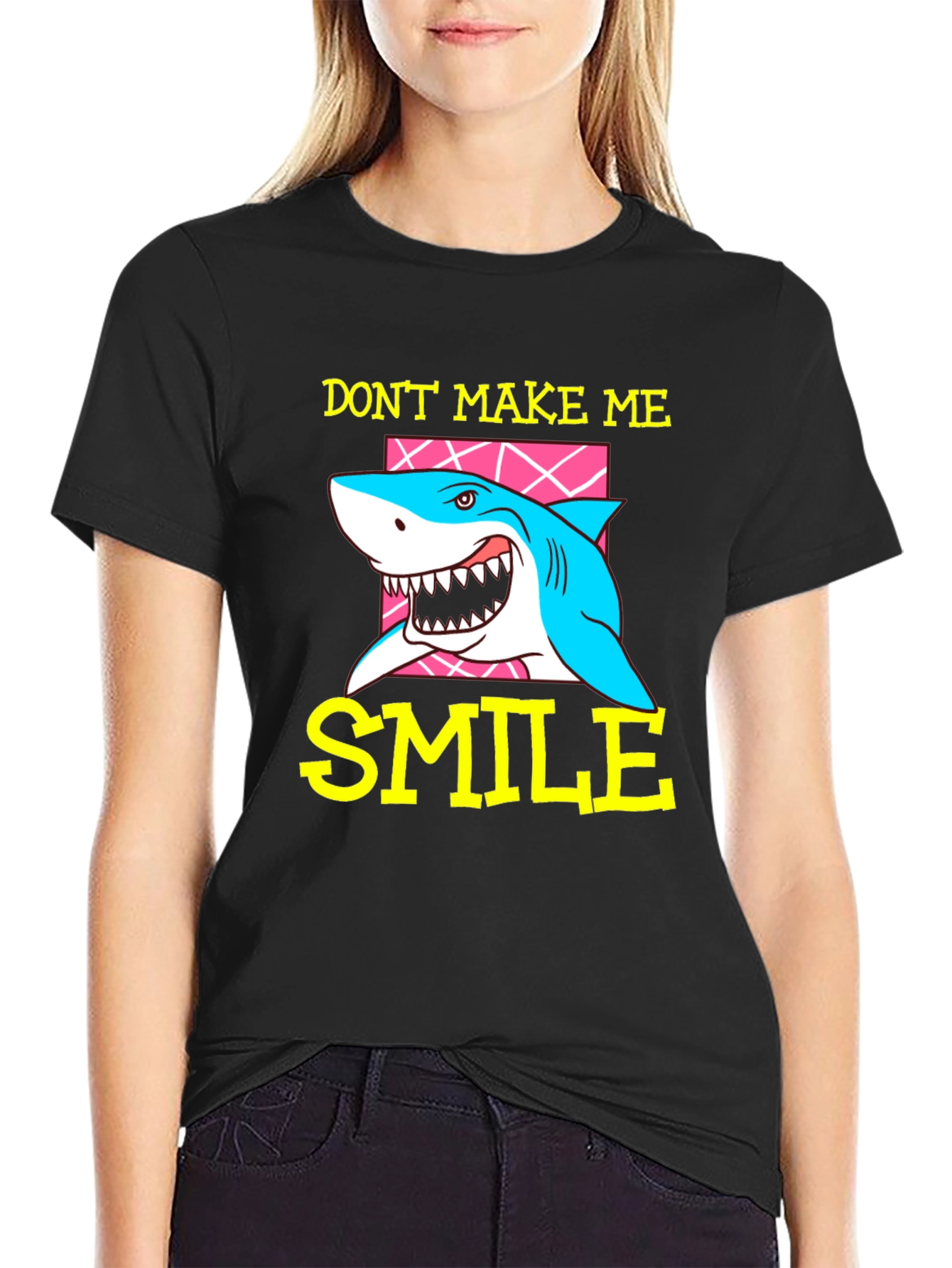 Black Don't Make Me Smile Shark Graphic T-Shirt view 2