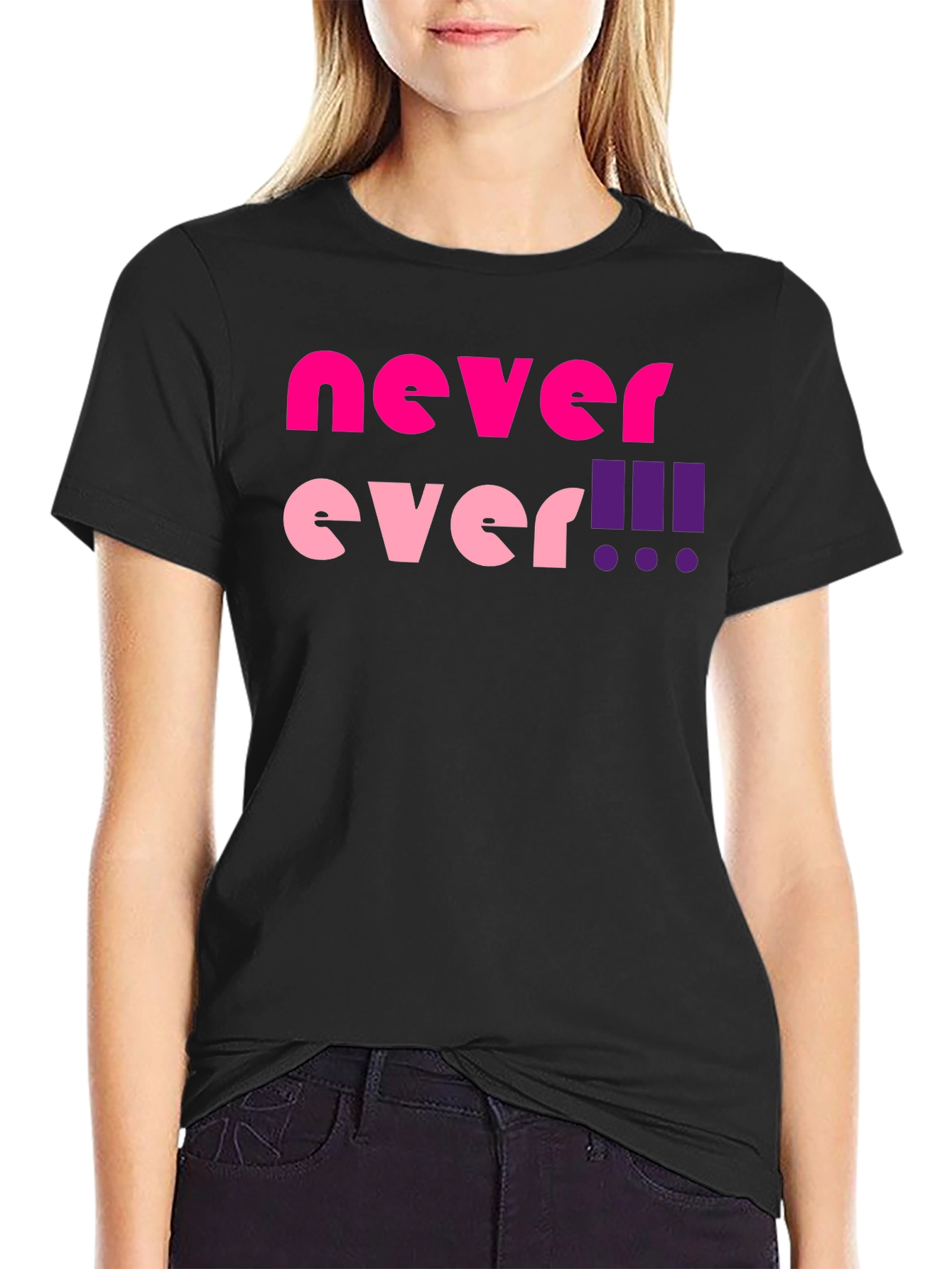 Black Never Ever! Graphic T-Shirt view 2