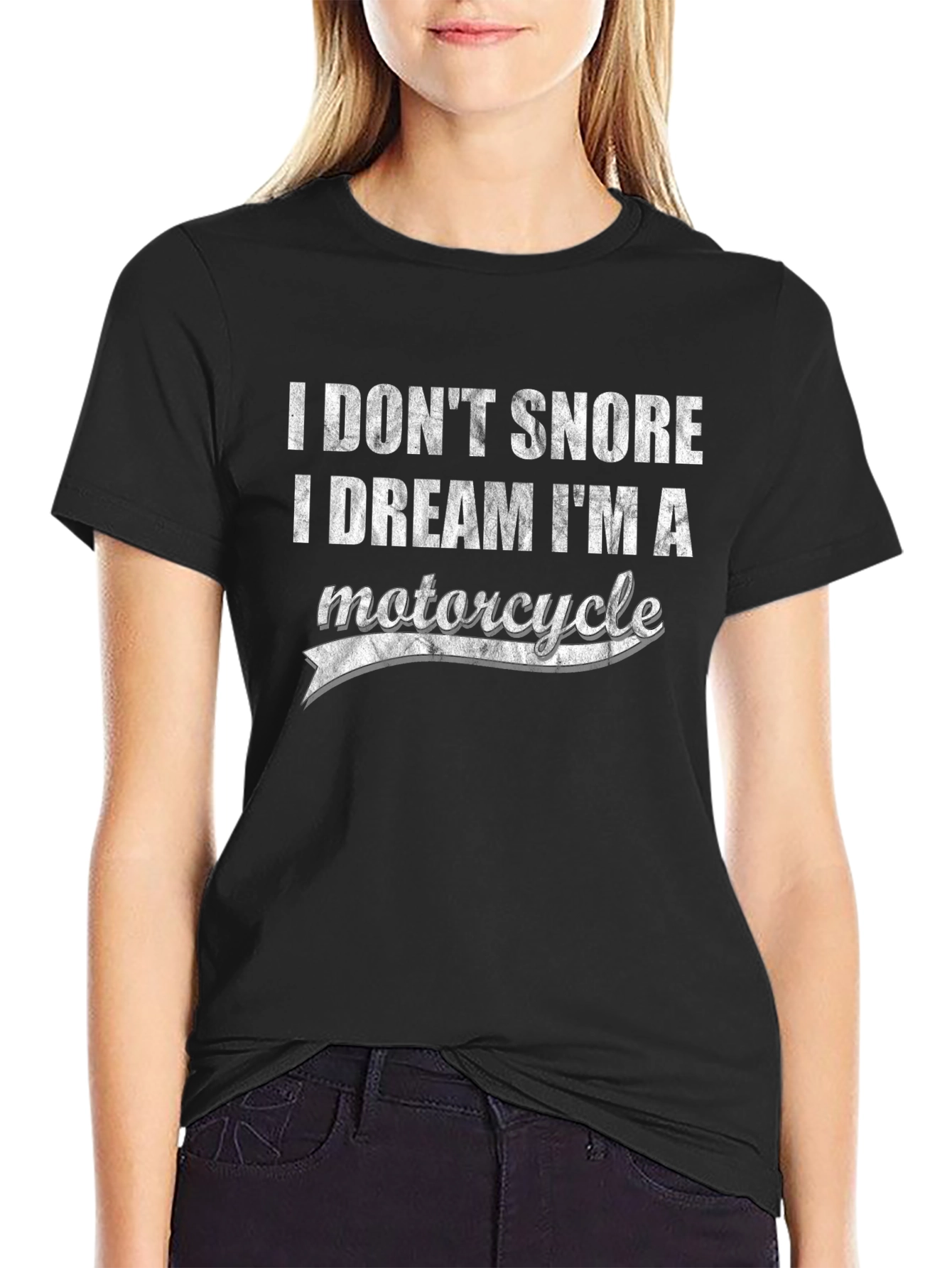 Black I Don't Snore I Dream I'm A Motorcycle Graphic Tee view 2