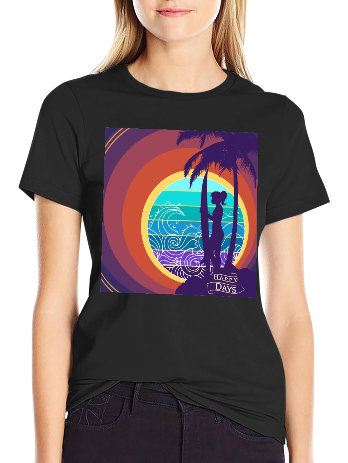 Black Happy Days Surf Tee view 2