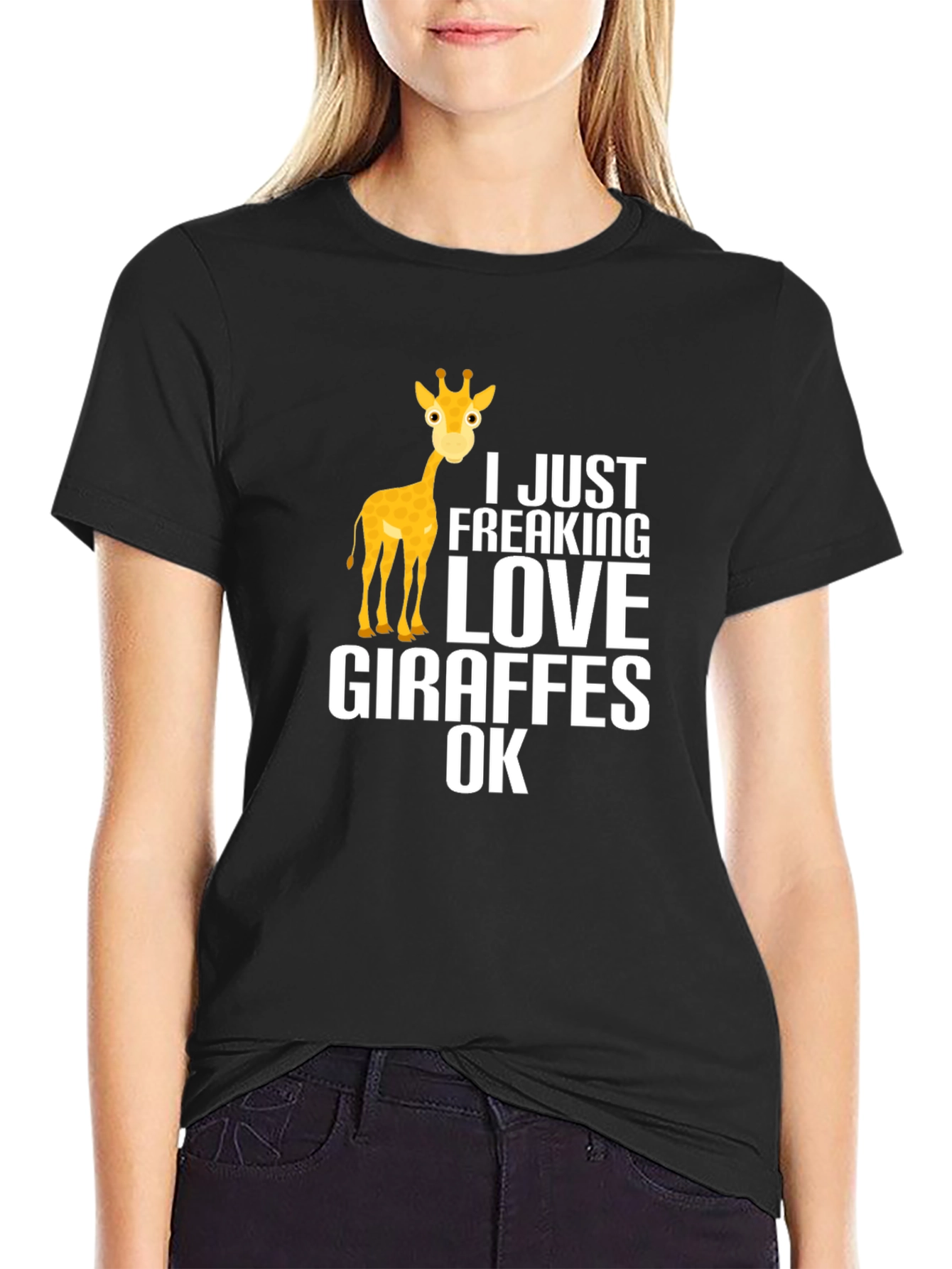Black I Love Giraffes Graphic T-Shirt view 2