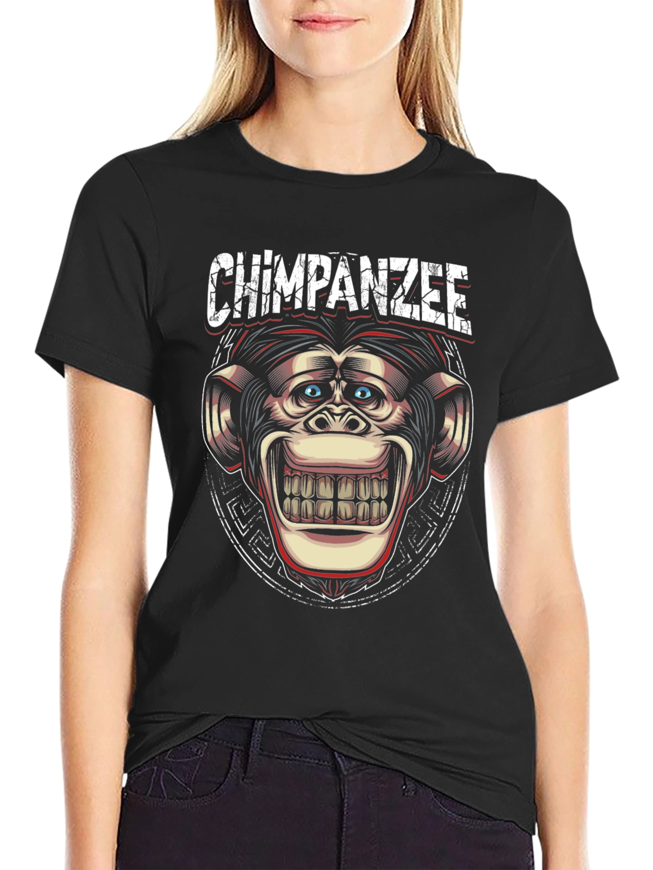Black Chimpanzee Graphic Print T-Shirt view 2