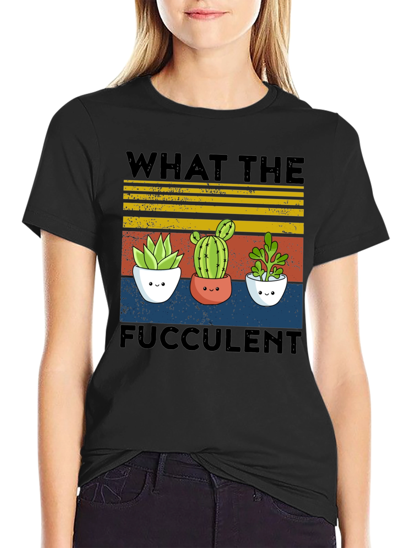 Black Fucculent Tee - Cute Cactus Plant Shirt view 2