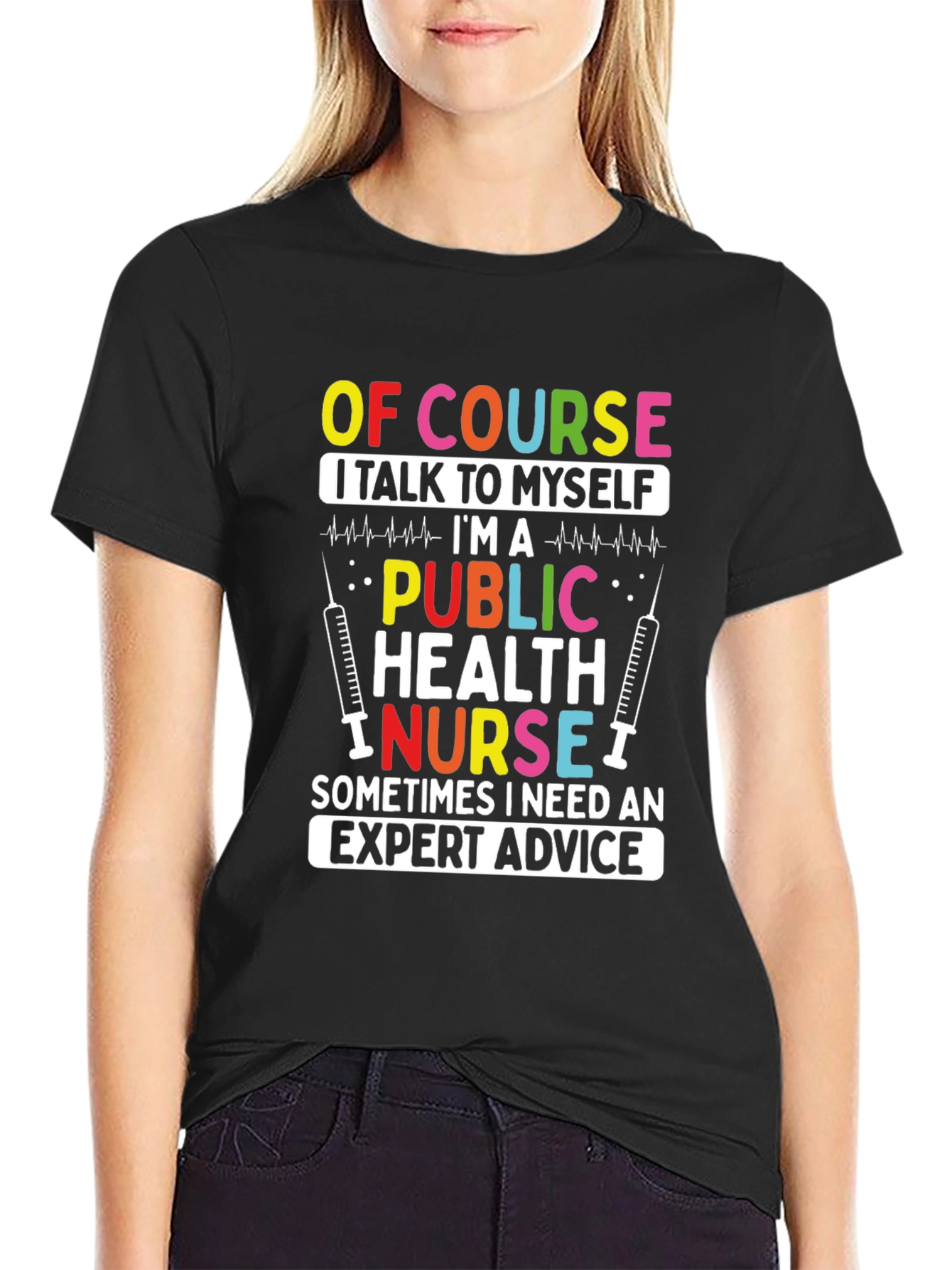 Black Public Health Nurse T-Shirt: Expert Advice Apparel view 2