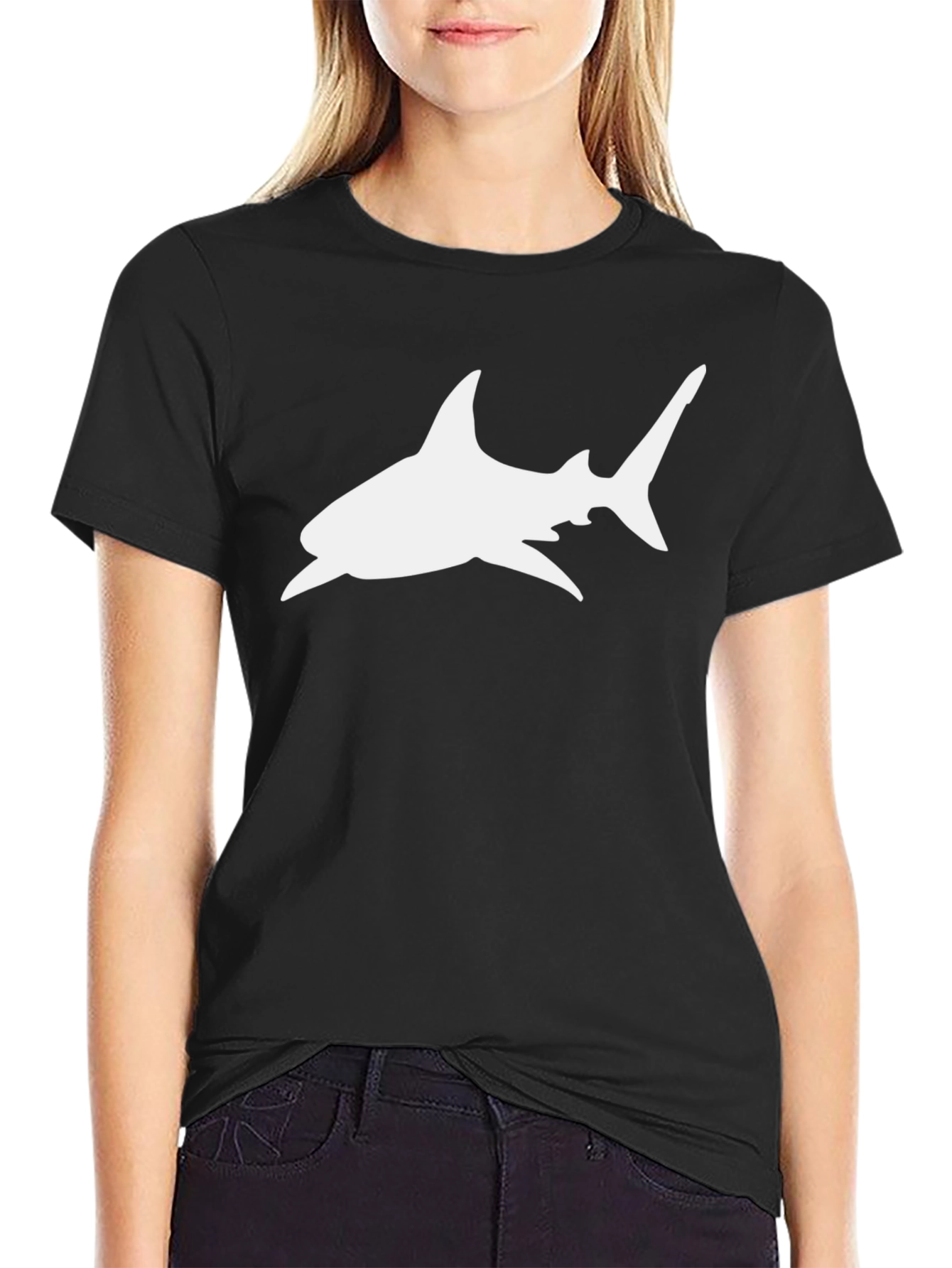 Black Black Shark Graphic Tee - Men's Casual T-Shirt view 2