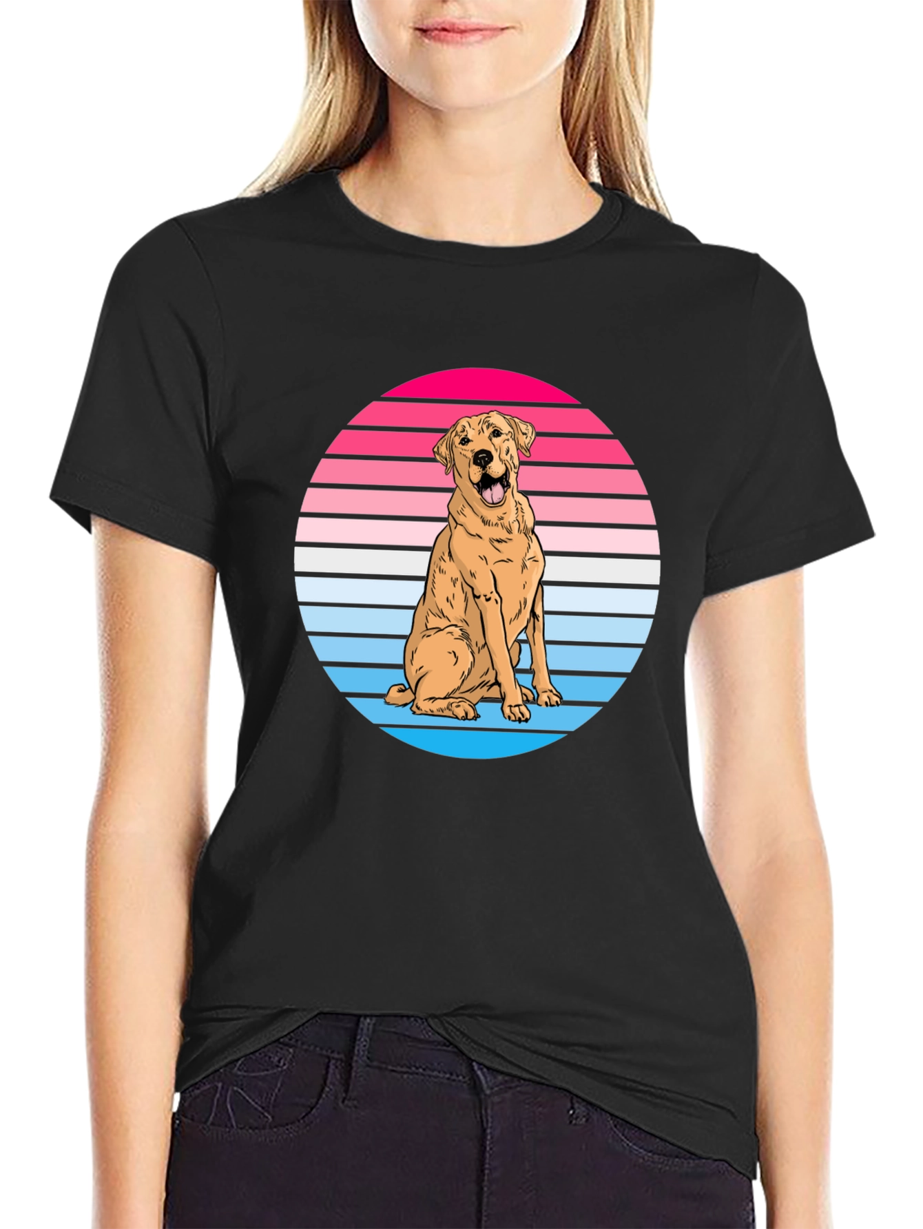 Black Retro Dog Graphic Tee - Labrador Lover Shirt view 2
