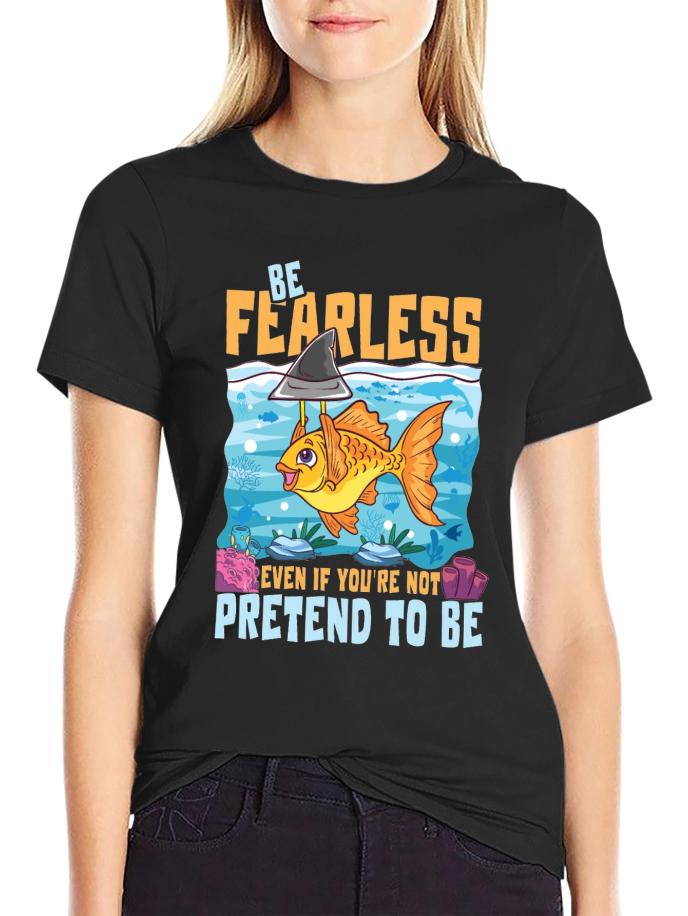 Black Be Fearless Graphic T-Shirt view 2