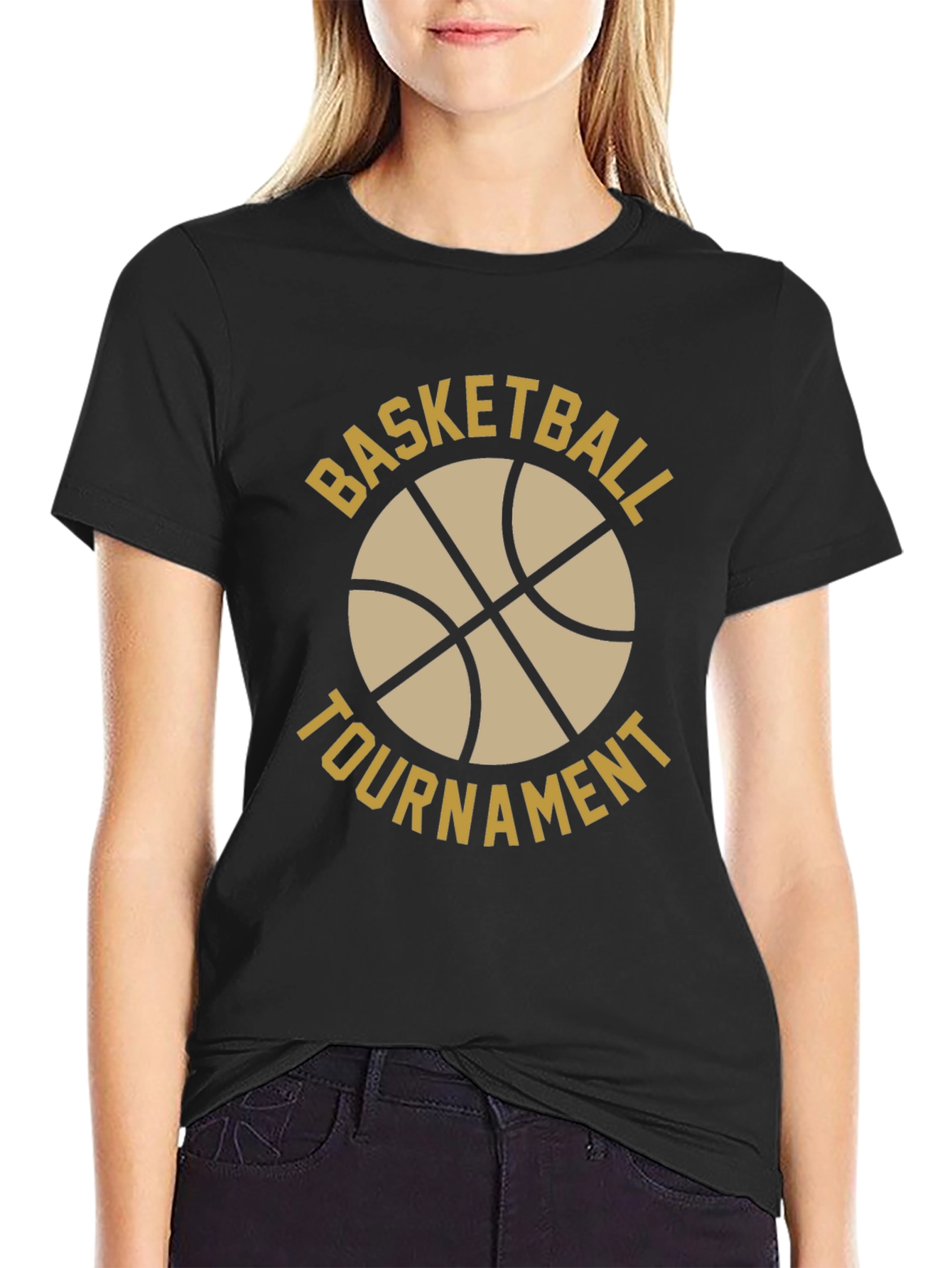 Black Basketball Tournament Black T-Shirt view 2
