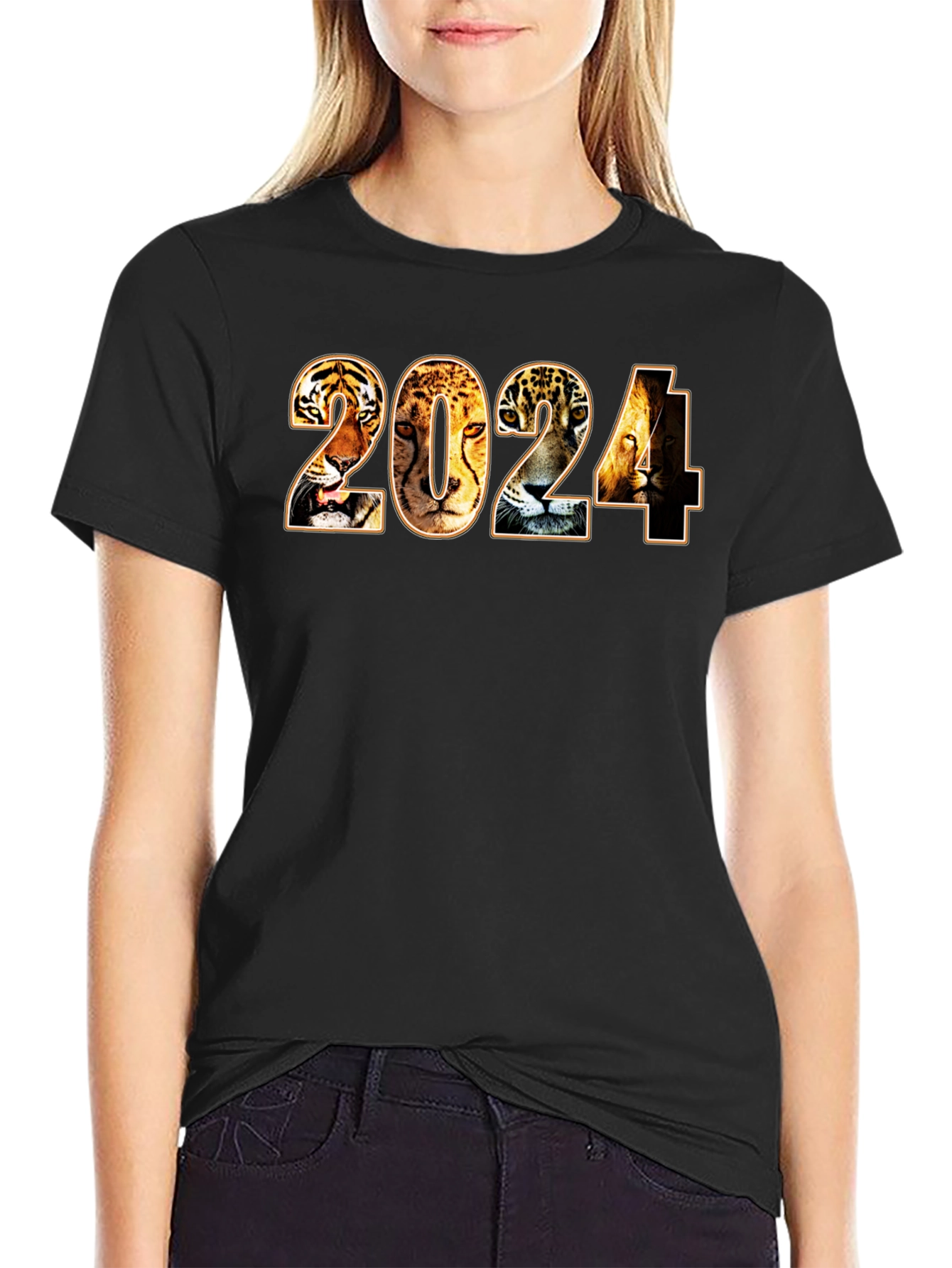 Black 2024 Animal Print T-Shirt view 2