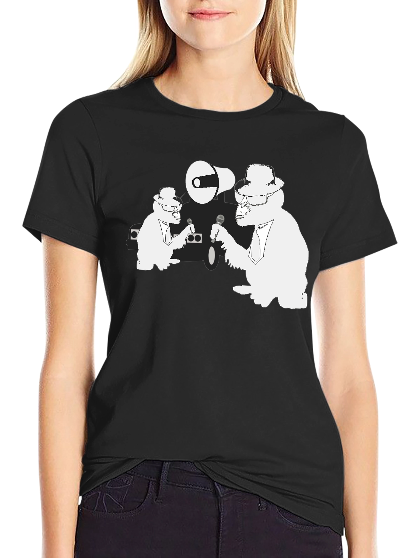 Black Funky Gorilla T-Shirt - Black Cotton Tee view 2