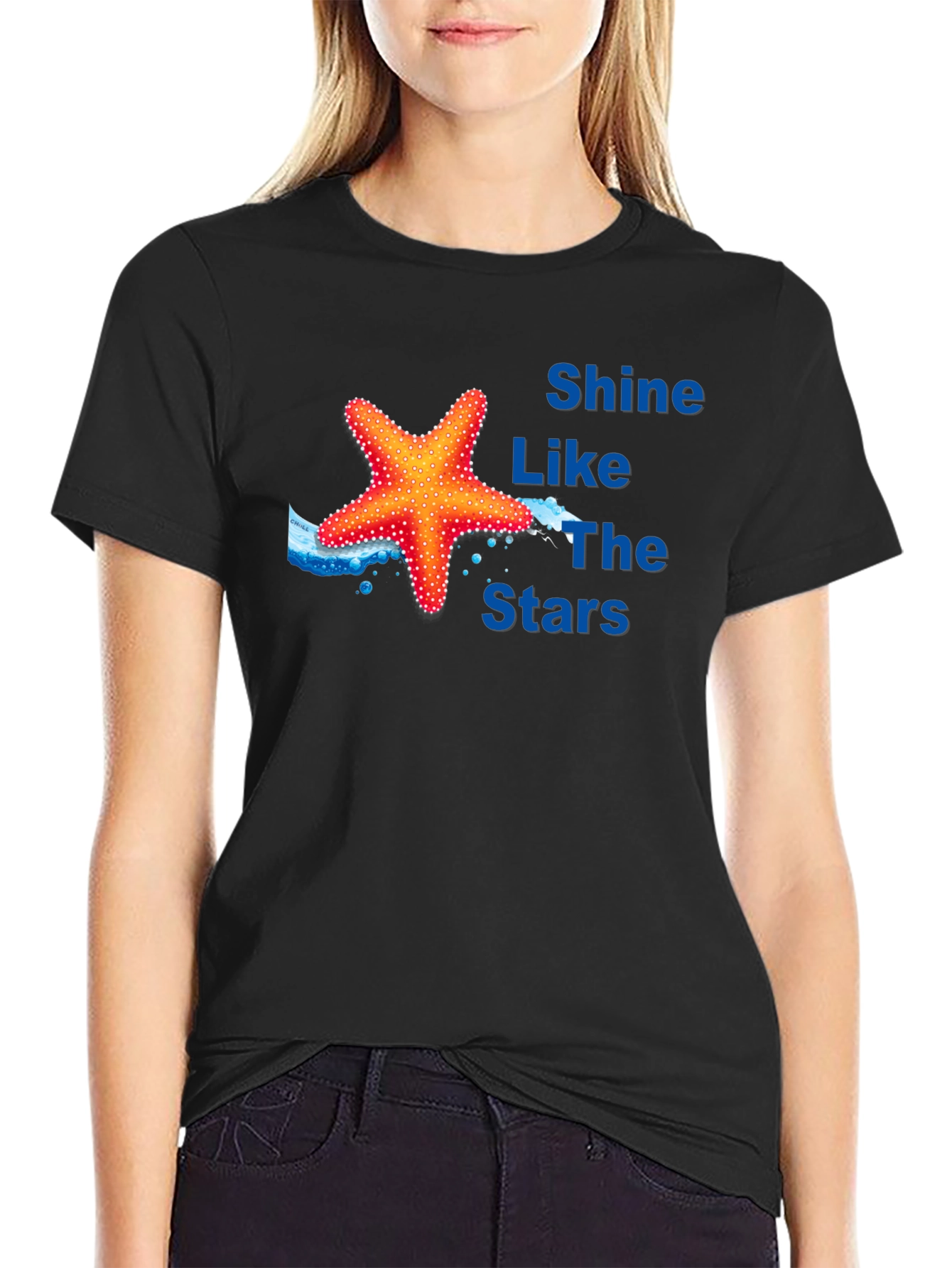 Black Shine Like The Stars Black Graphic T-Shirt view 2