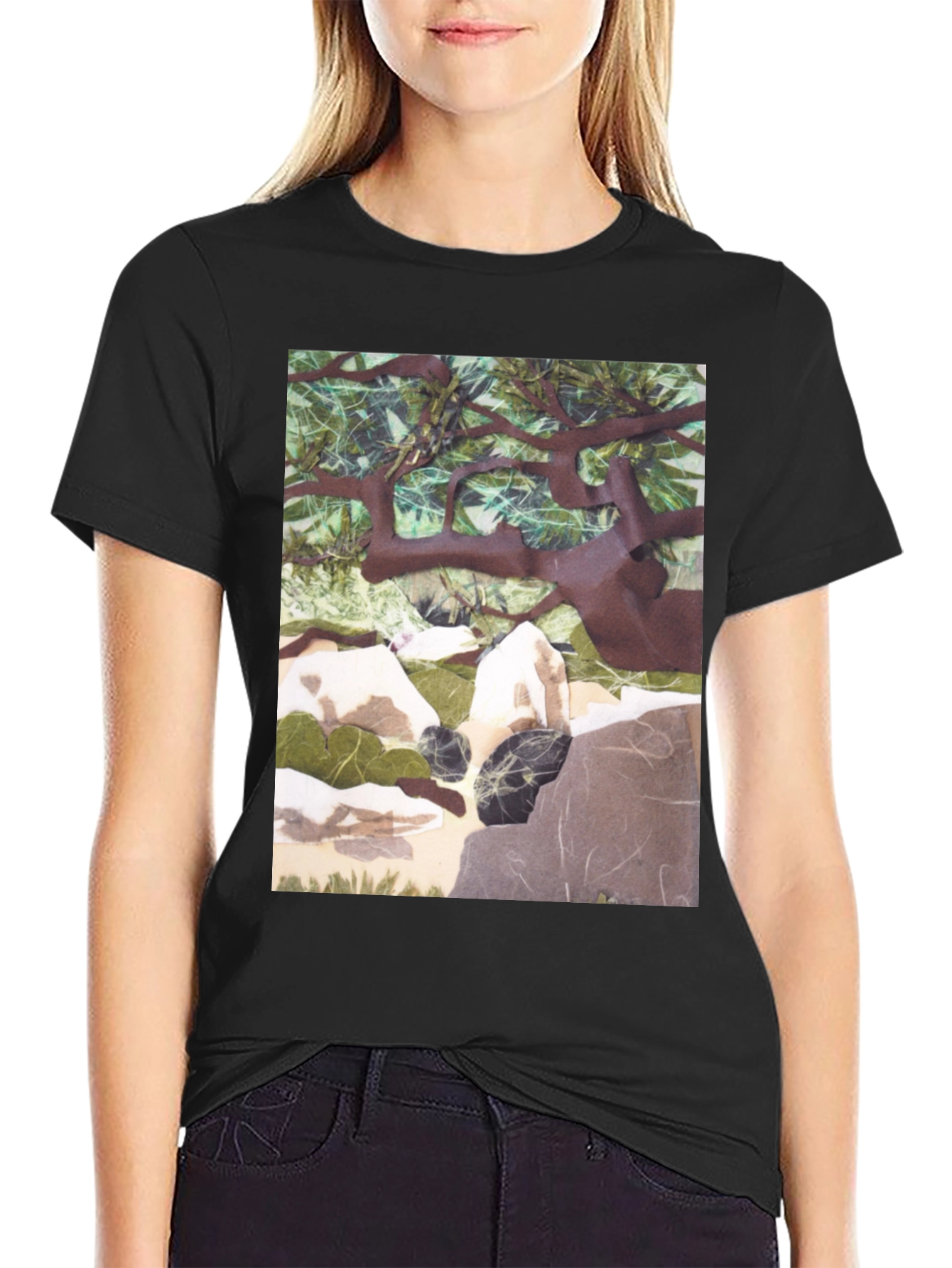 Black Nature Scene Graphic Print T-Shirt - Relaxed Fit view 2