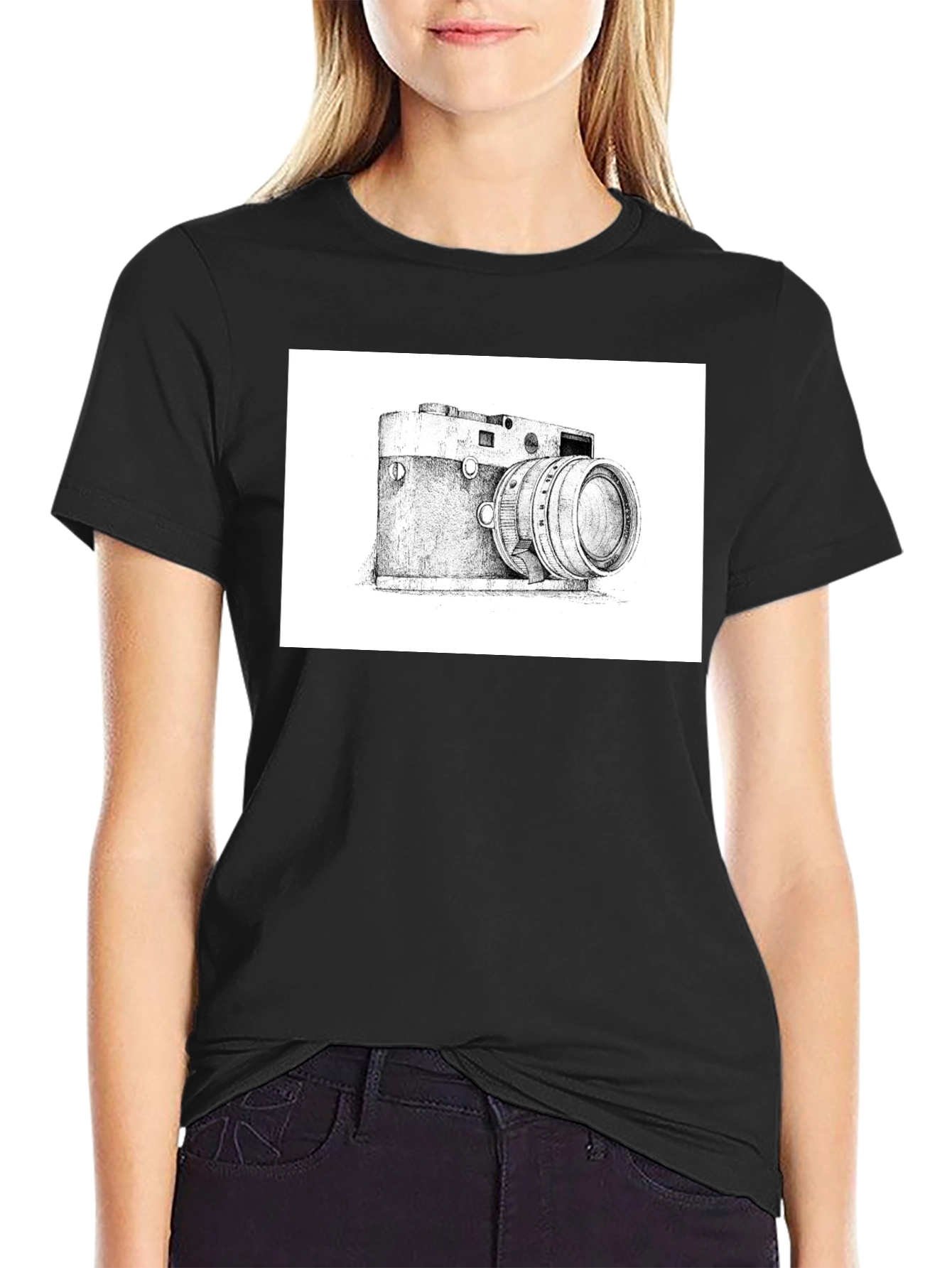 Black Vintage Camera Graphic T-Shirt - Classic Style view 2