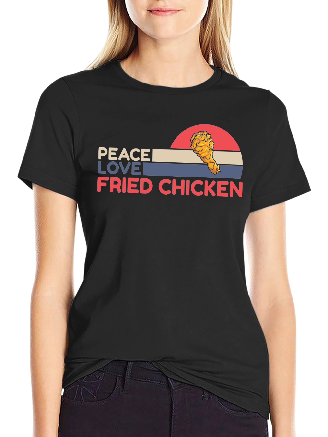 Black Peace Love Fried Chicken Graphic Tee view 2
