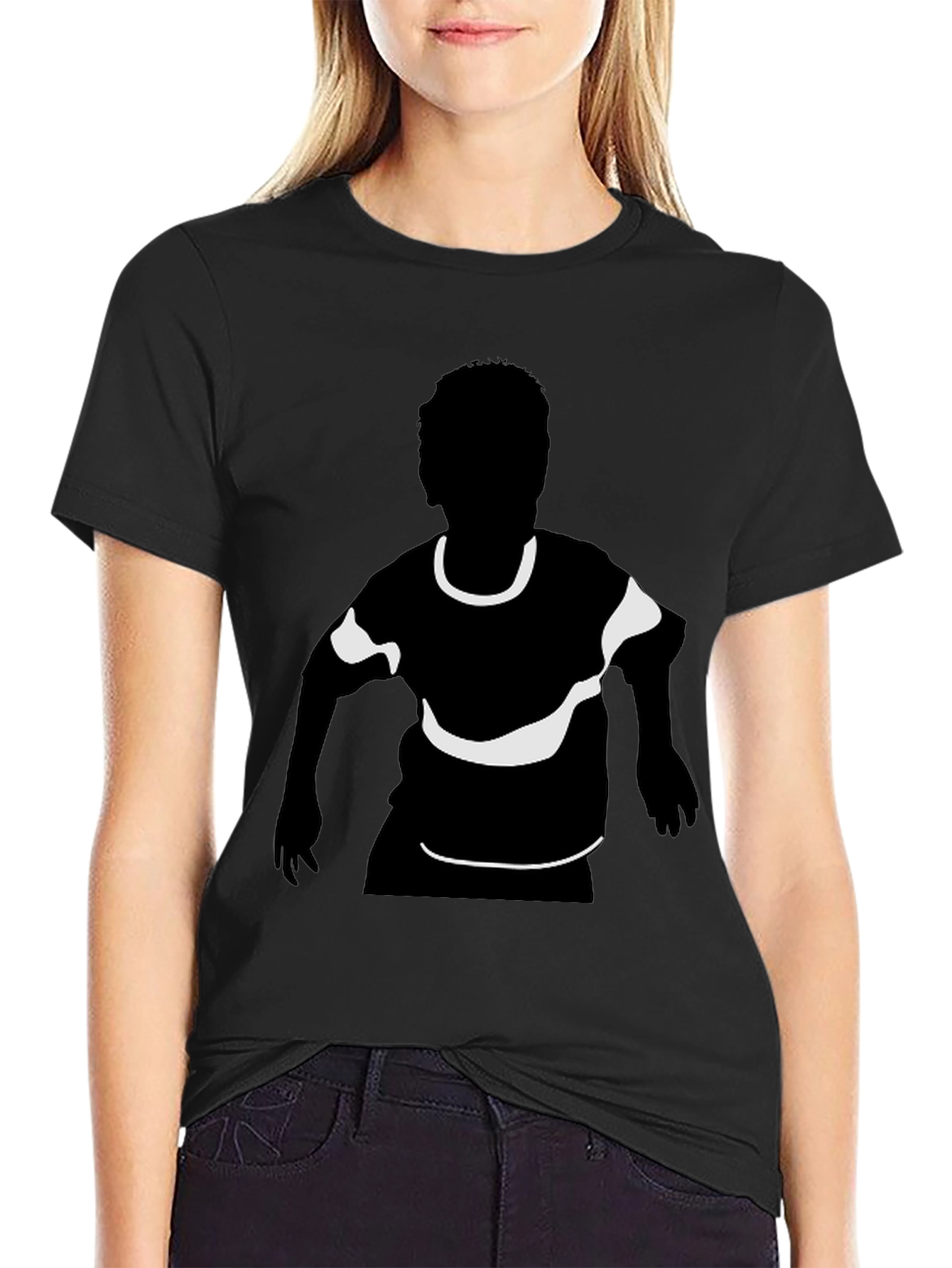 Black Black T-Shirt with Child Silhouette Graphic Print view 2
