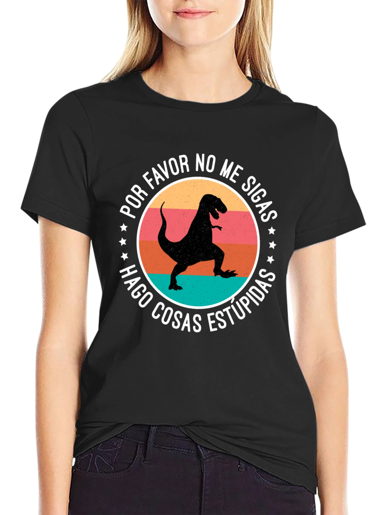 Black Dinosaur Graphic Tee - "Por Favor No Me Sigas" view 2