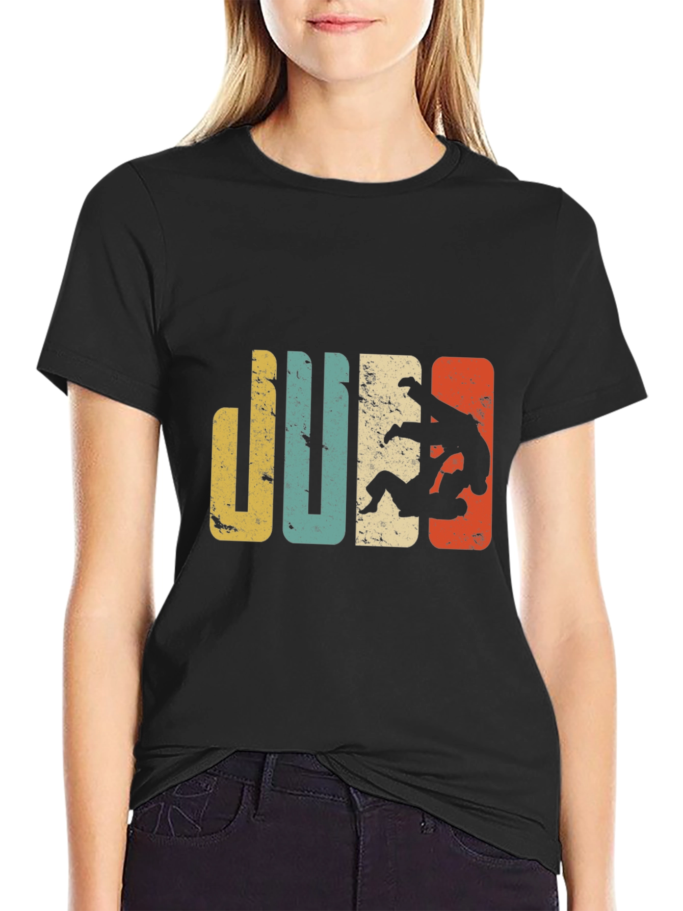 Black Retro Judo T-Shirt | Vintage Style Martial Arts Tee view 2