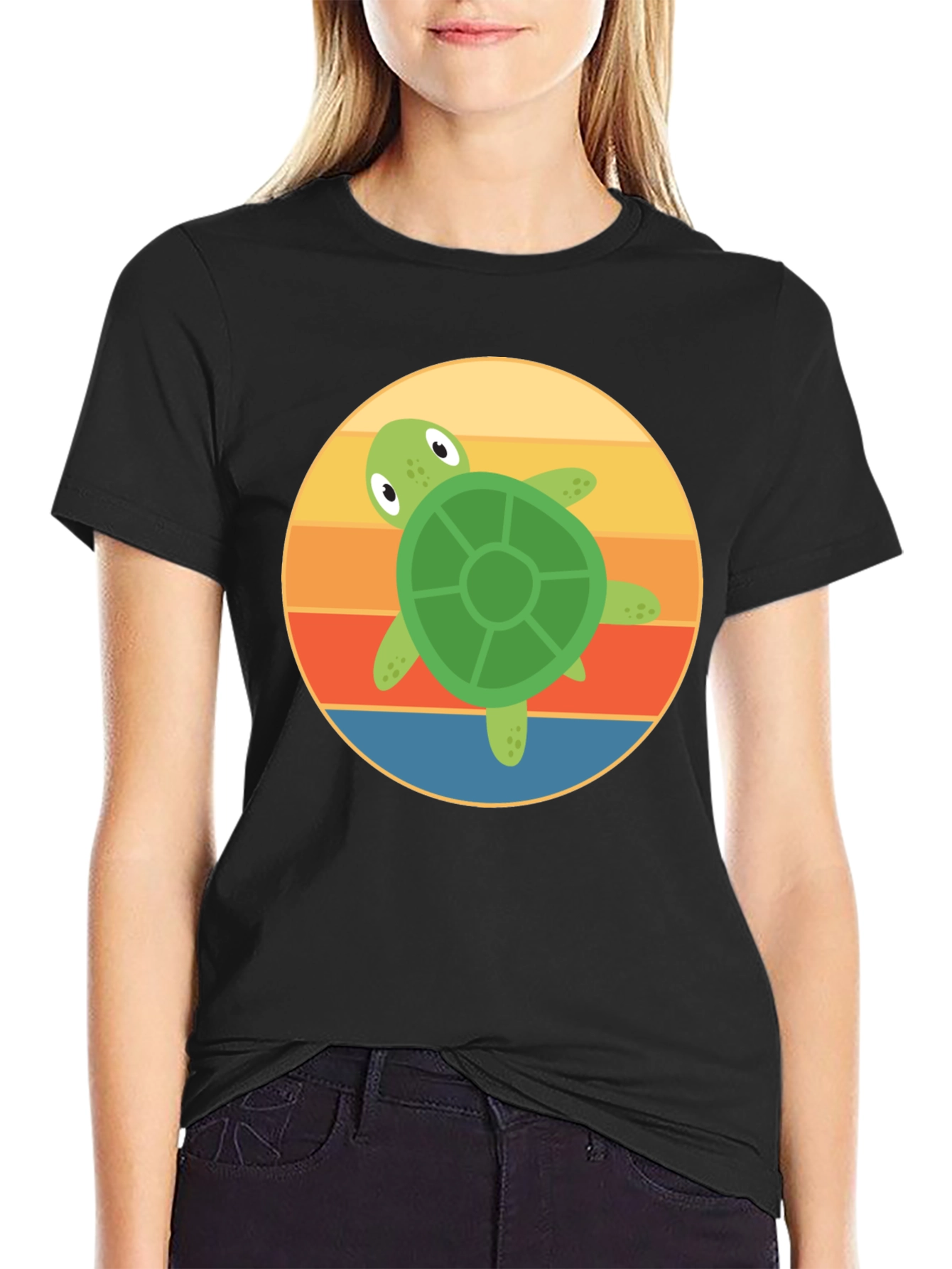 Black Retro Turtle Graphic Tee view 2