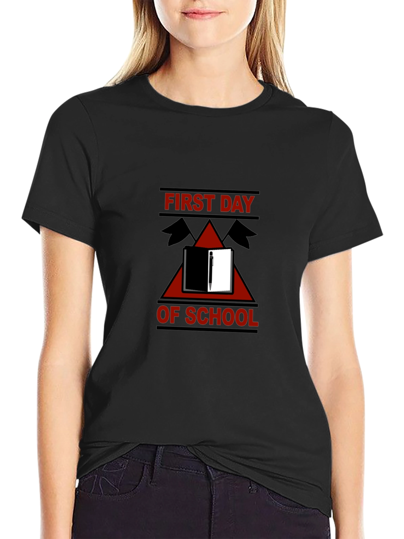 Black First Day of School T-Shirt, Back to School Tee view 2