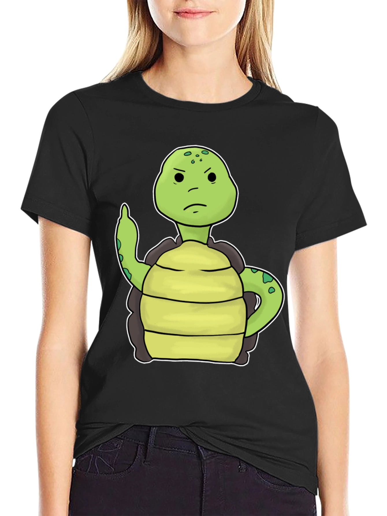 Black Grumpy Turtle T-Shirt Funny Graphic Tee view 2