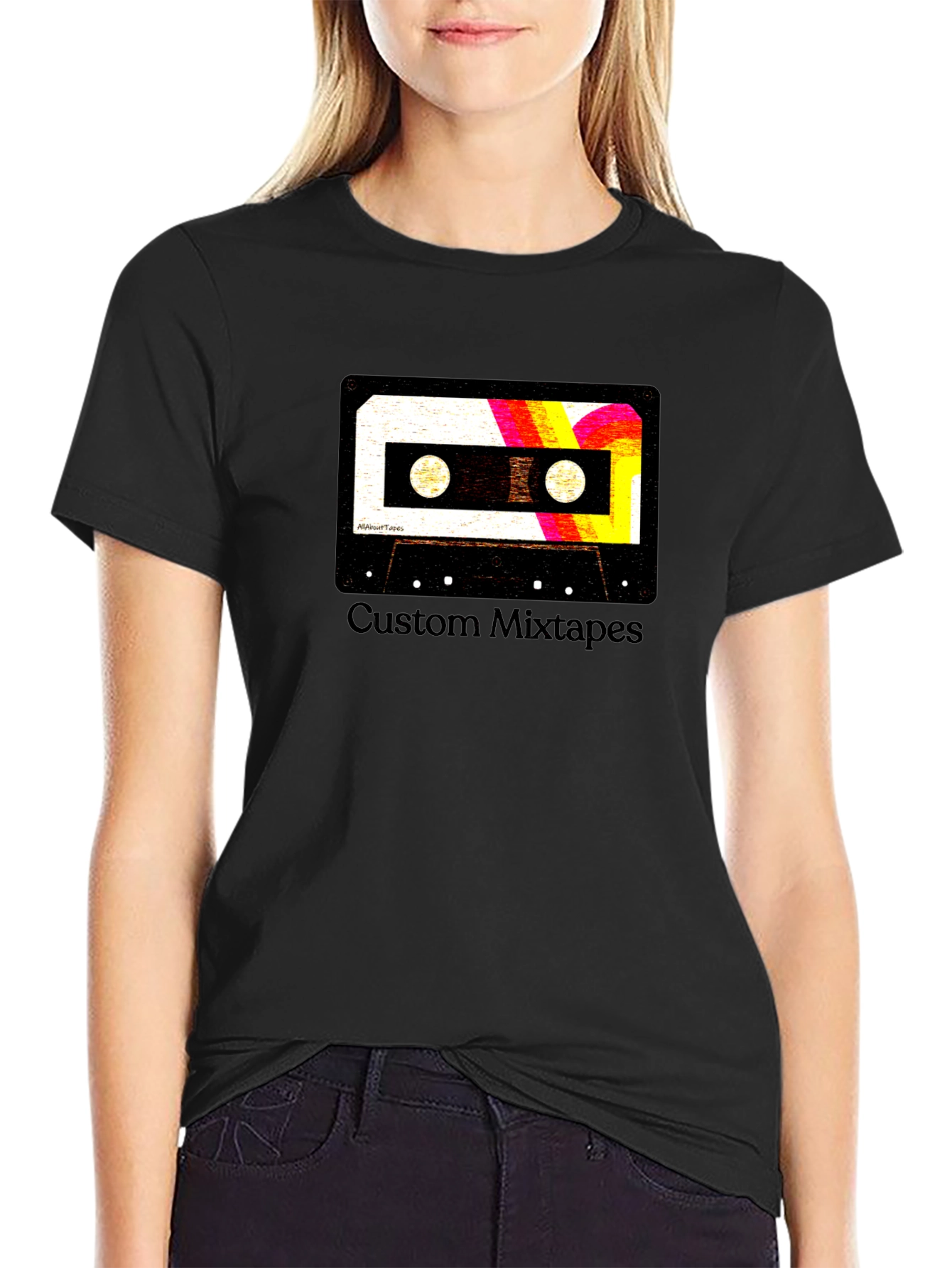 Black Retro Mixtape Graphic Tee - Custom Style view 2
