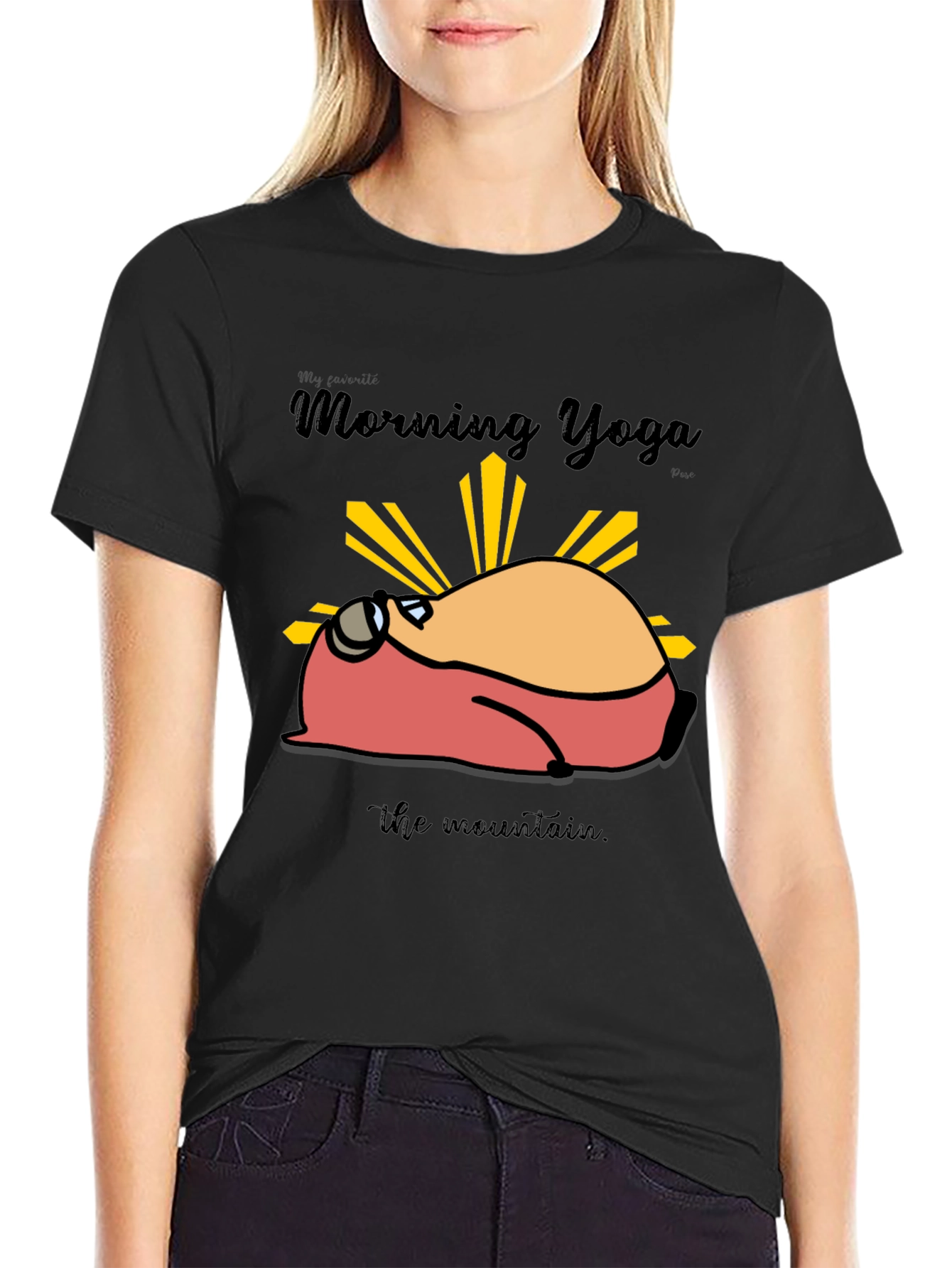 Black Morning Yoga Mountain T-Shirt view 2