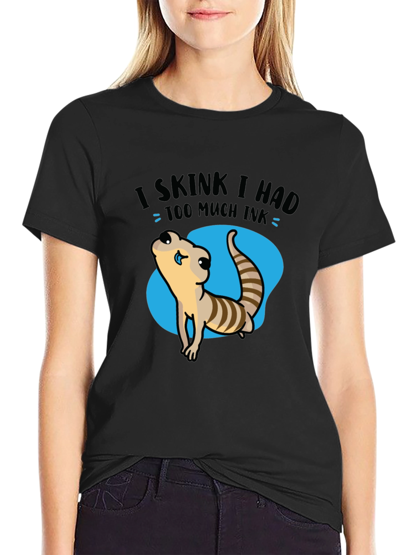 Black Funny Skink Graphic T-Shirt view 2