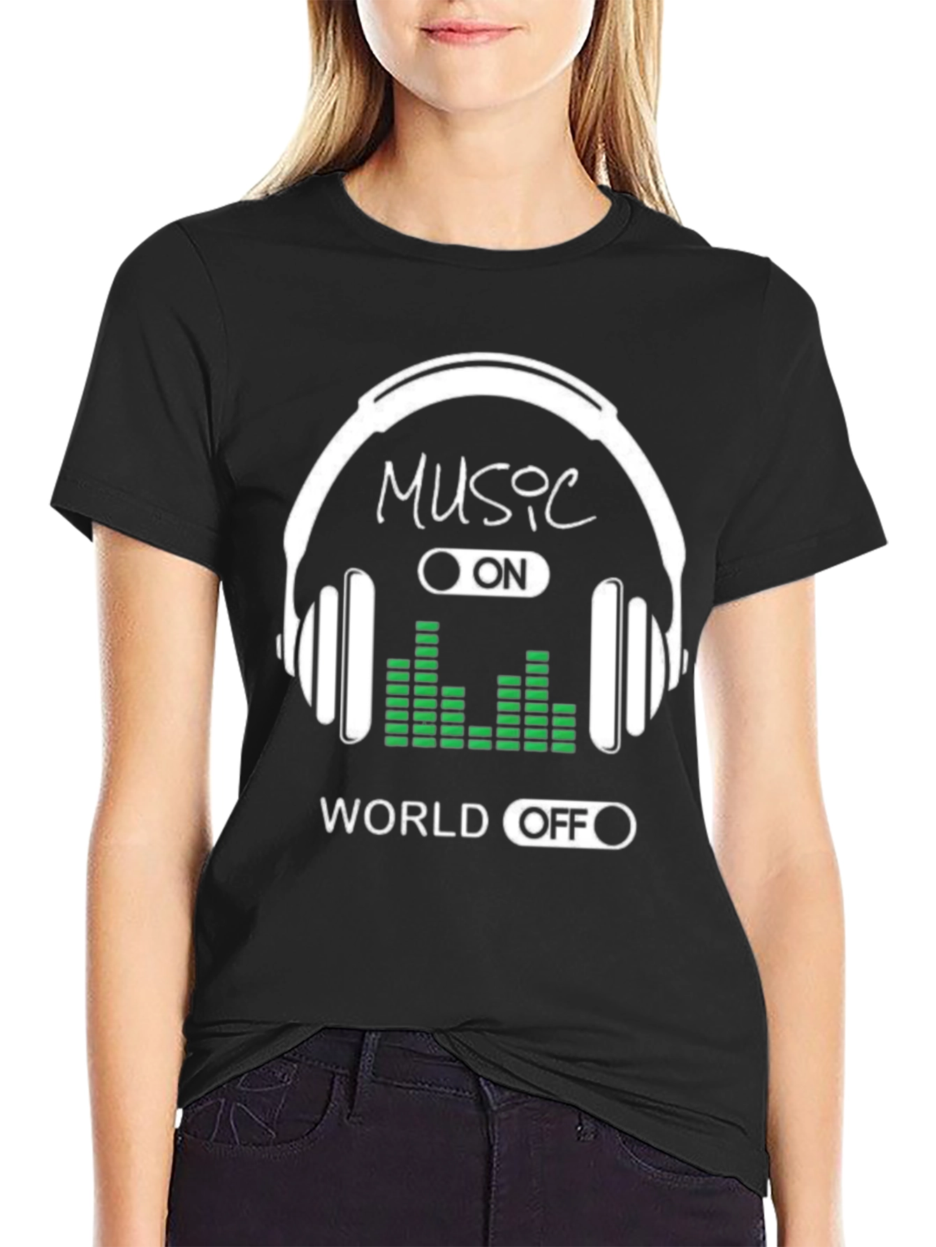 Black Music On World Off Graphic Tee - Black view 2
