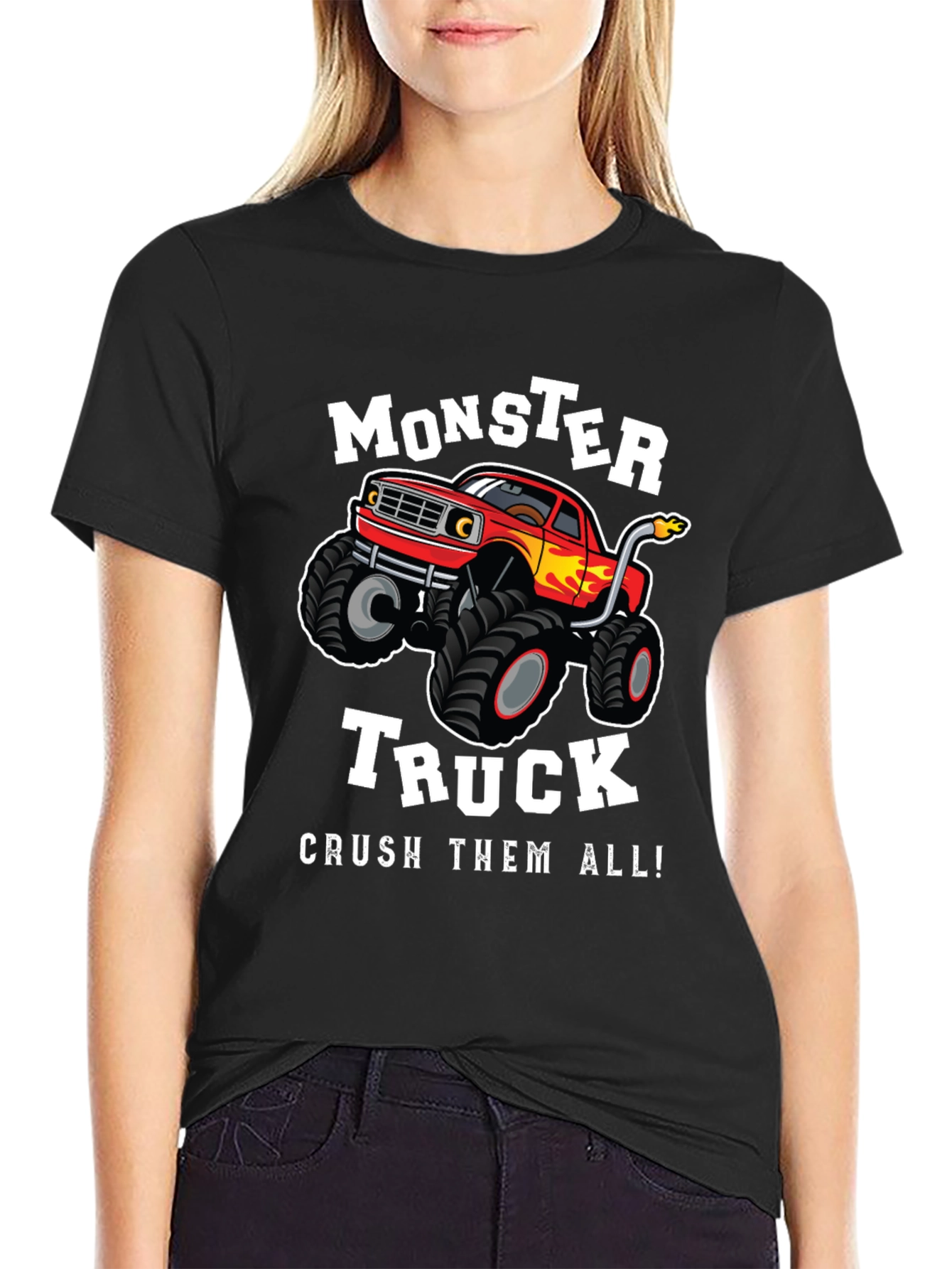 Black Monster Truck Graphic Tee - Crush Them All! view 2
