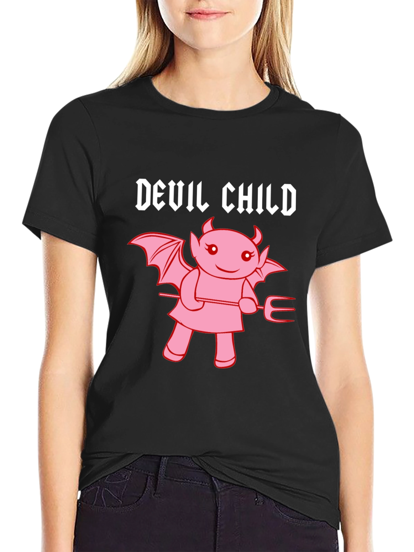 Black Devil Child Graphic Tee - Unisex Black T-Shirt view 2