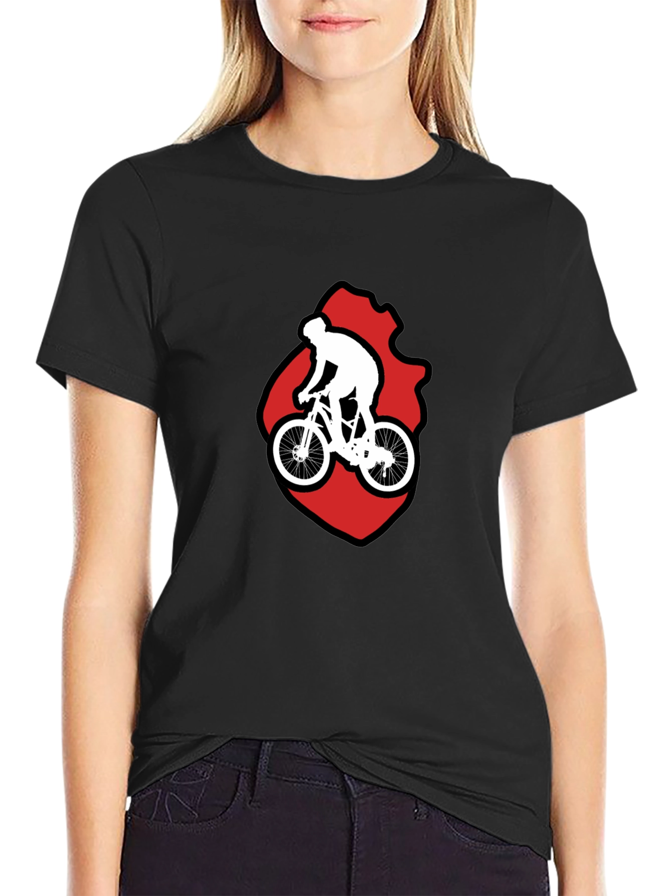 Black Cycling Graphic T-Shirt - Mountain Bike Rider Design view 2
