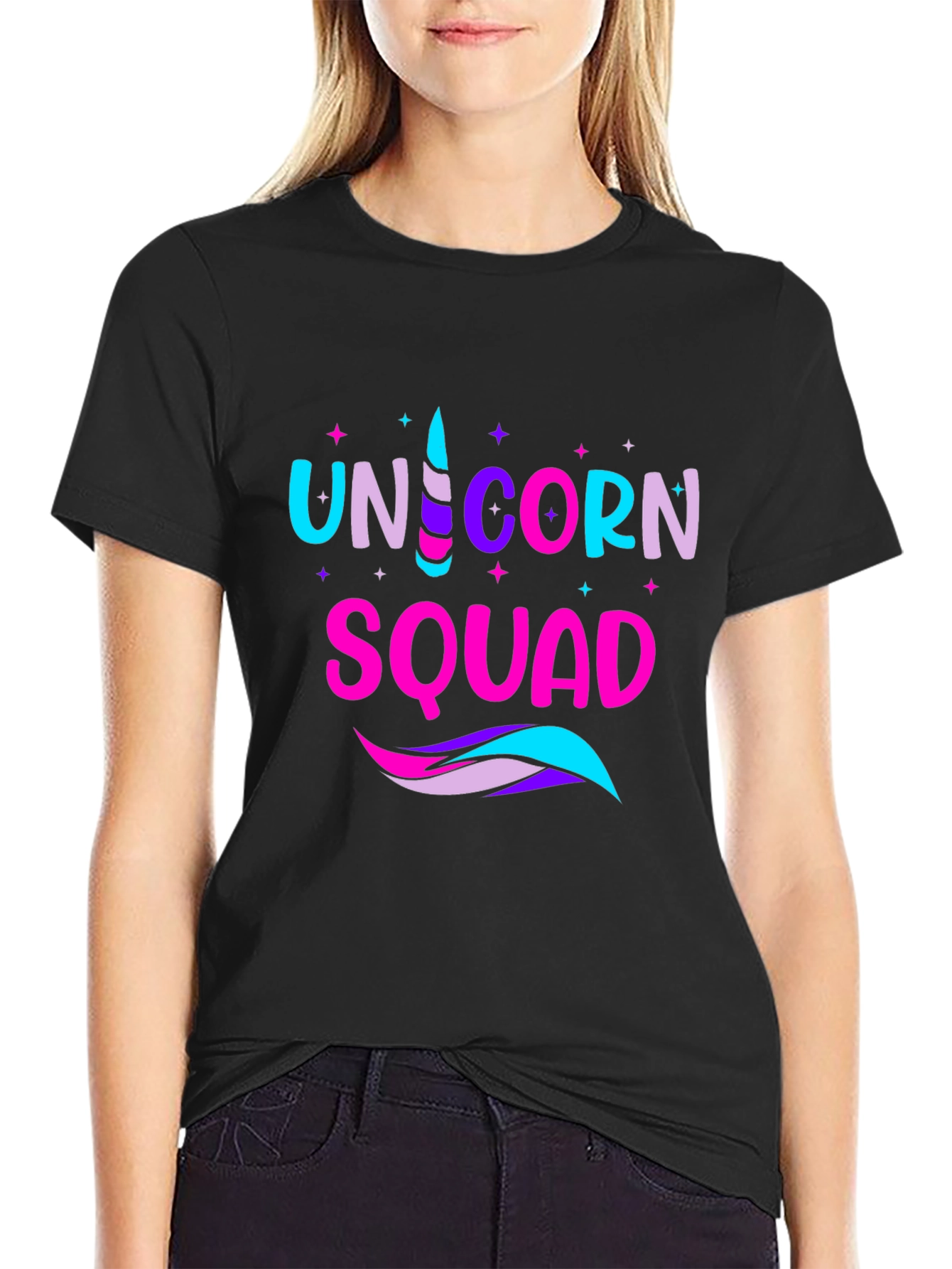 Black Unicorn Squad T-Shirt - Fun Graphic Tee view 2