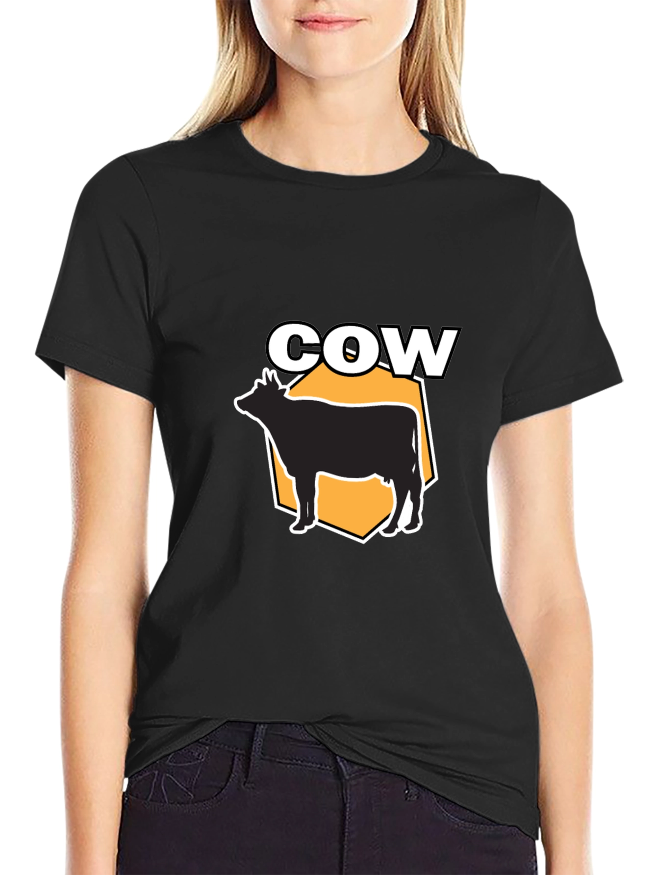 Black Cow Graphic Print Black Tee view 2