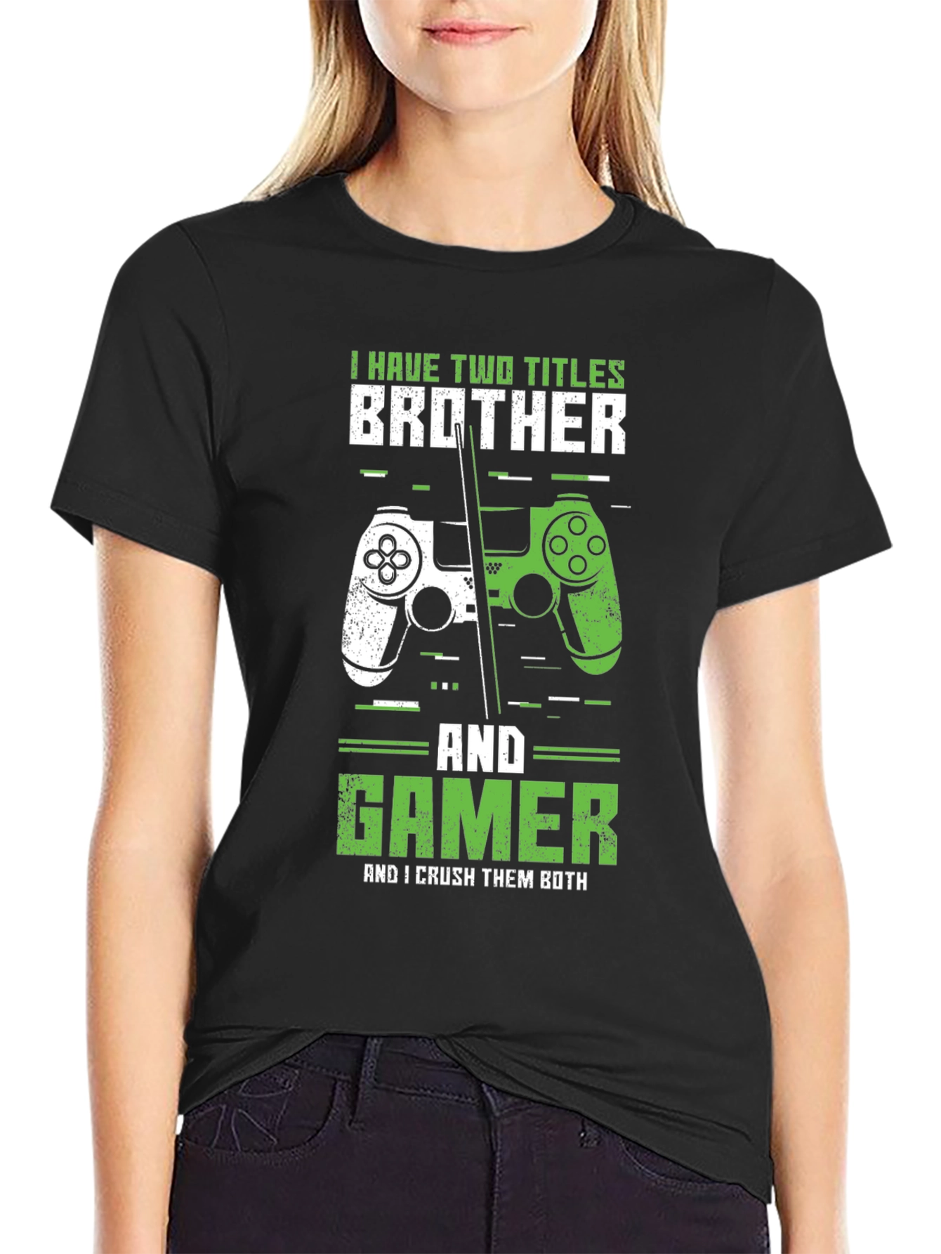 Black Brother & Gamer T-Shirt - Crush Them Both! view 2
