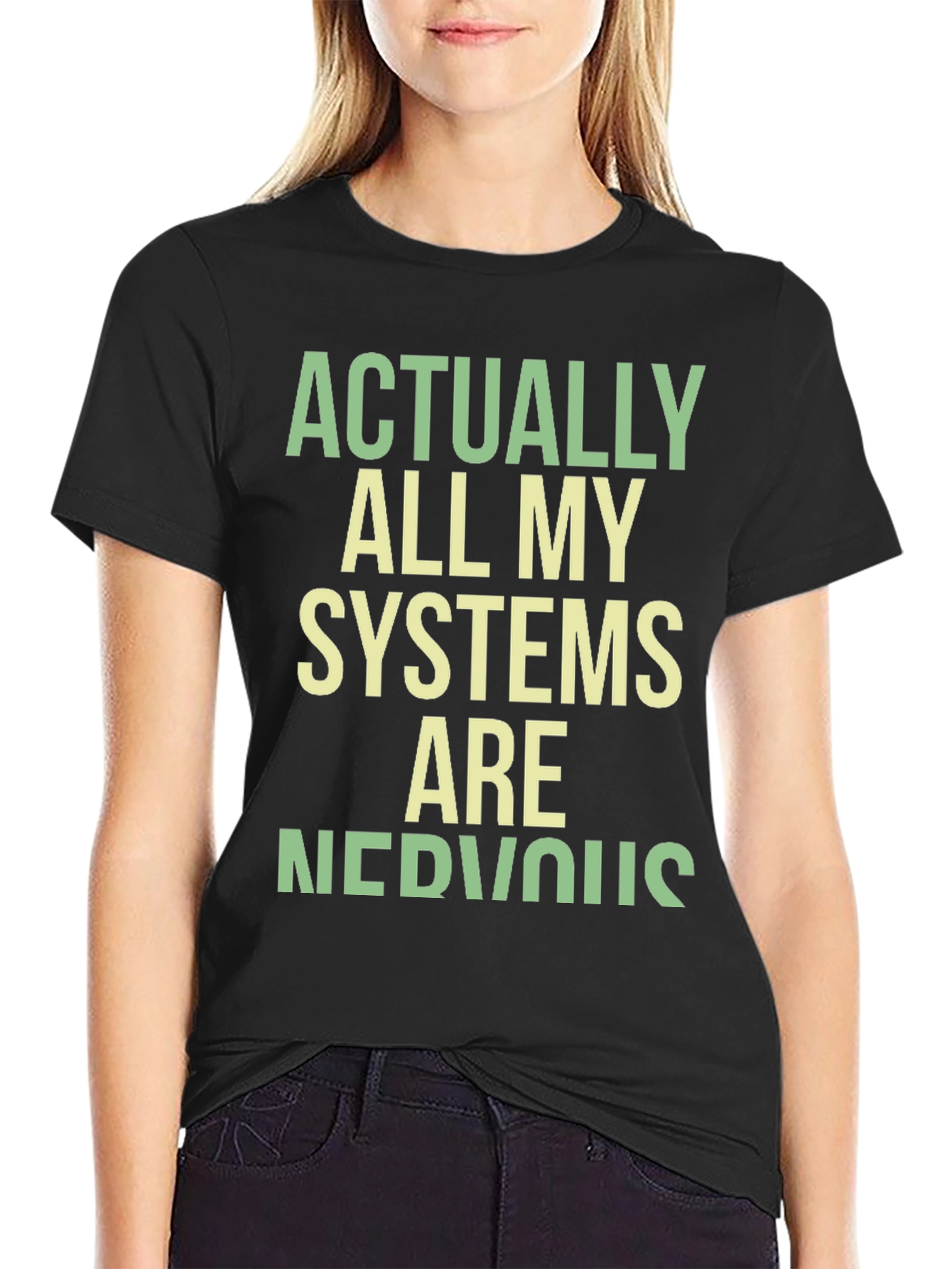 Black Nervous Systems Graphic Tee - Funny Sarcastic T-Shirt view 2