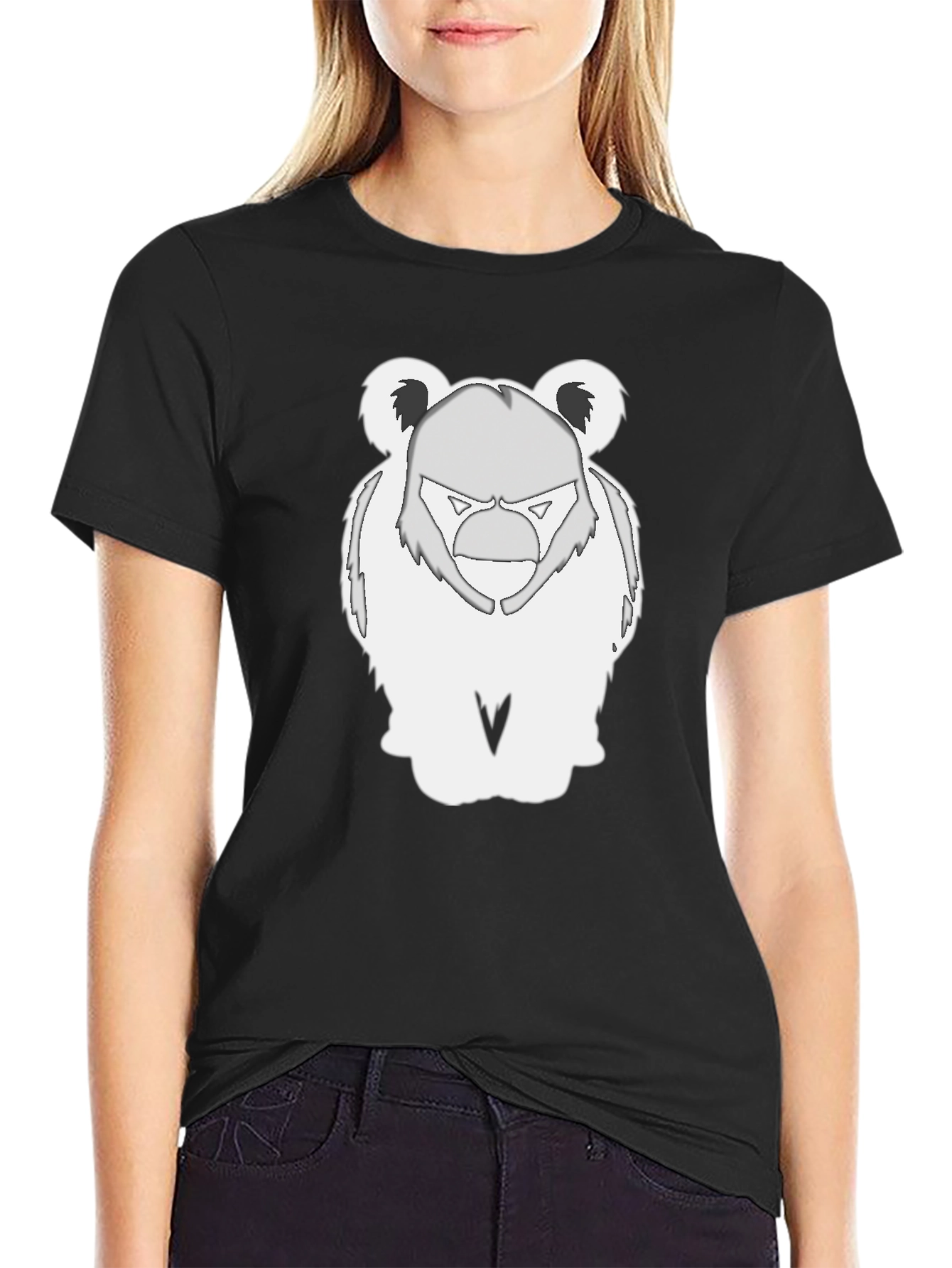 Black Bear Graphic Tee - Black Cotton Blend T-Shirt view 2