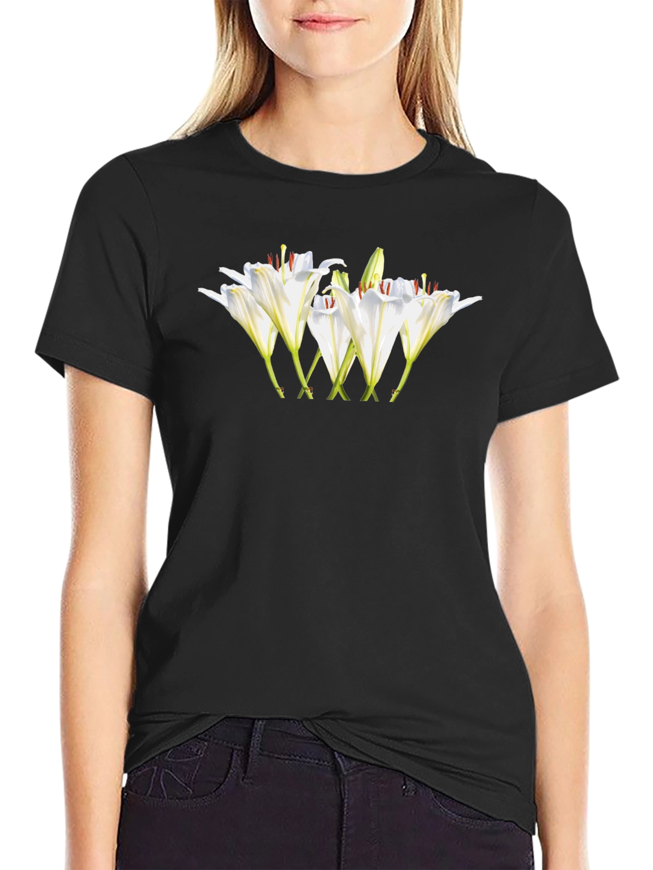 Black Lily Graphic Tee - Classic Black T-Shirt view 2