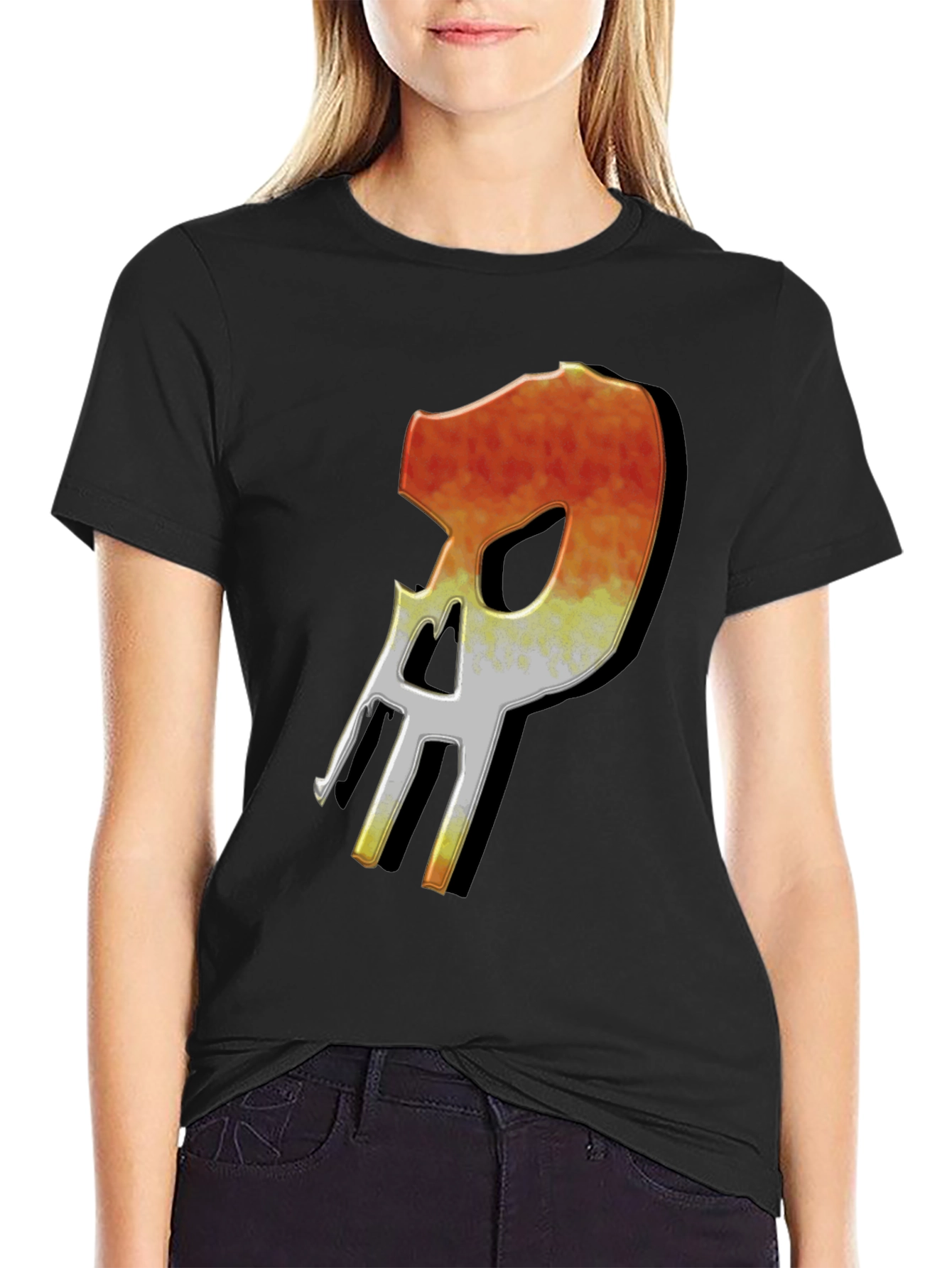 Black Fiery Skull Graphic T-Shirt - Modern Streetwear view 2