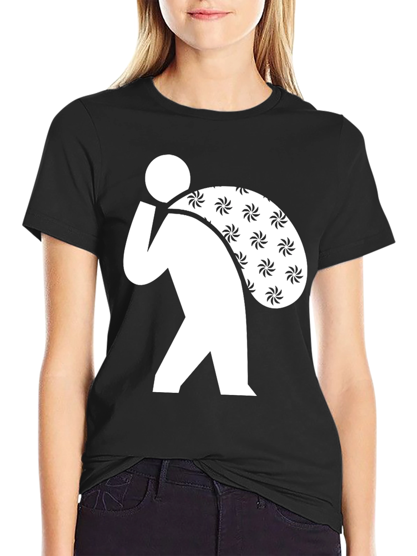 Black Novelty Thief Swirls Sack T-Shirt view 2