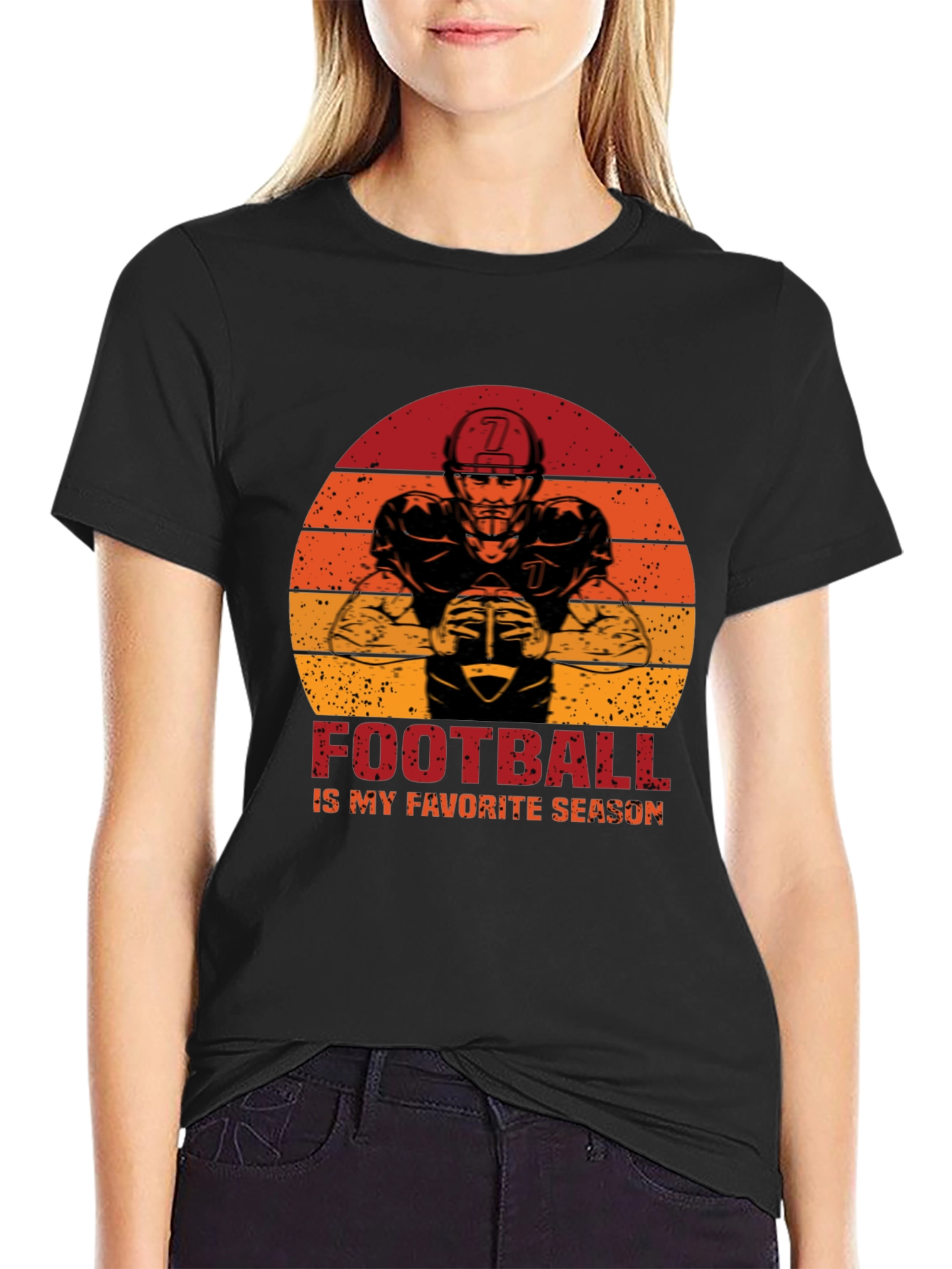 Black Football Is My Favorite Season Graphic T-Shirt view 2