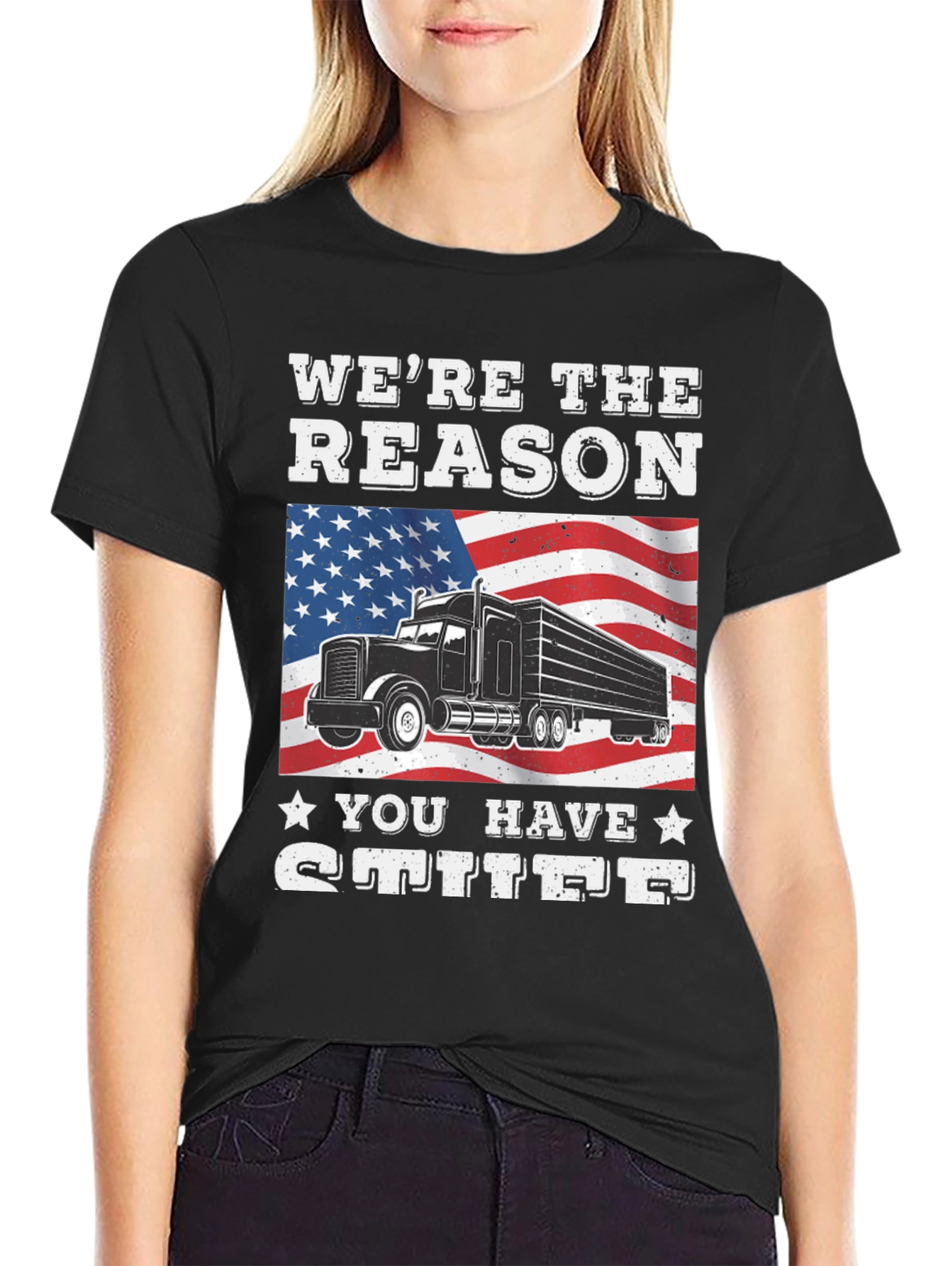 Black We're the Reason You Have Stuff T-Shirt view 2
