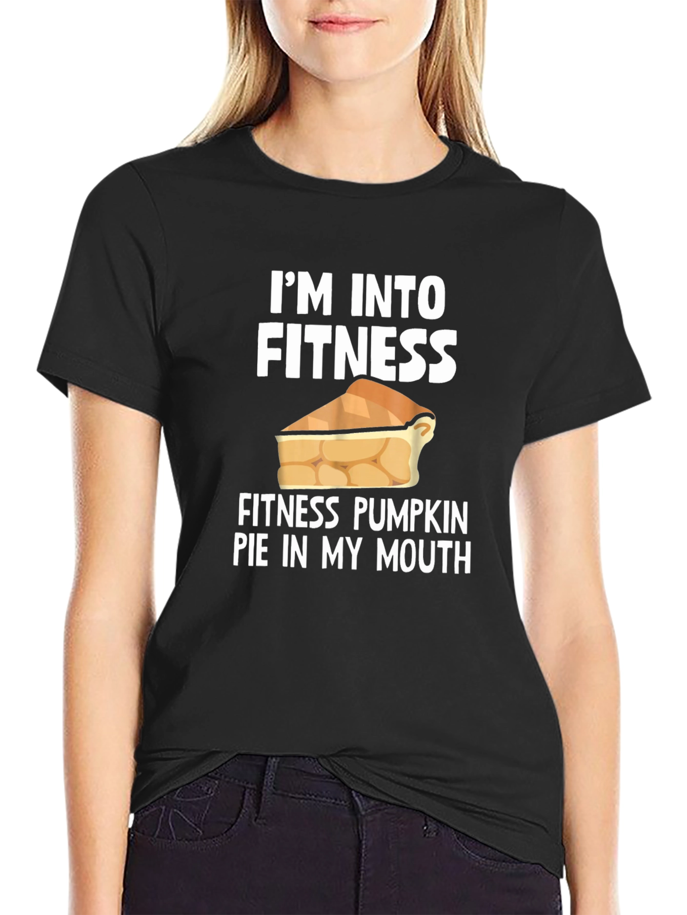 Black Funny Fitness Pumpkin Pie T-Shirt view 2