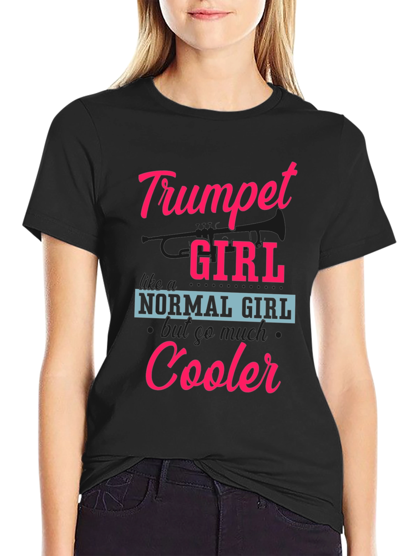 Black Trumpet Girl T-Shirt - Cooler Than Normal! view 2