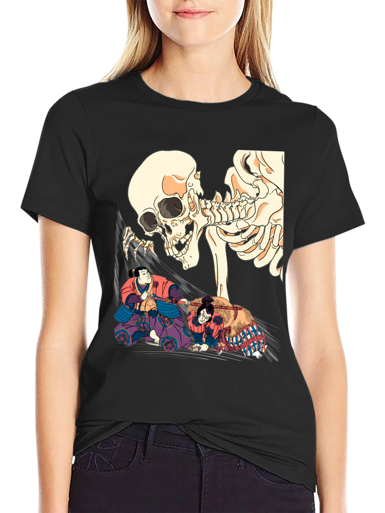 Black Skull & Sumo Wrestler Graphic T-Shirt view 2