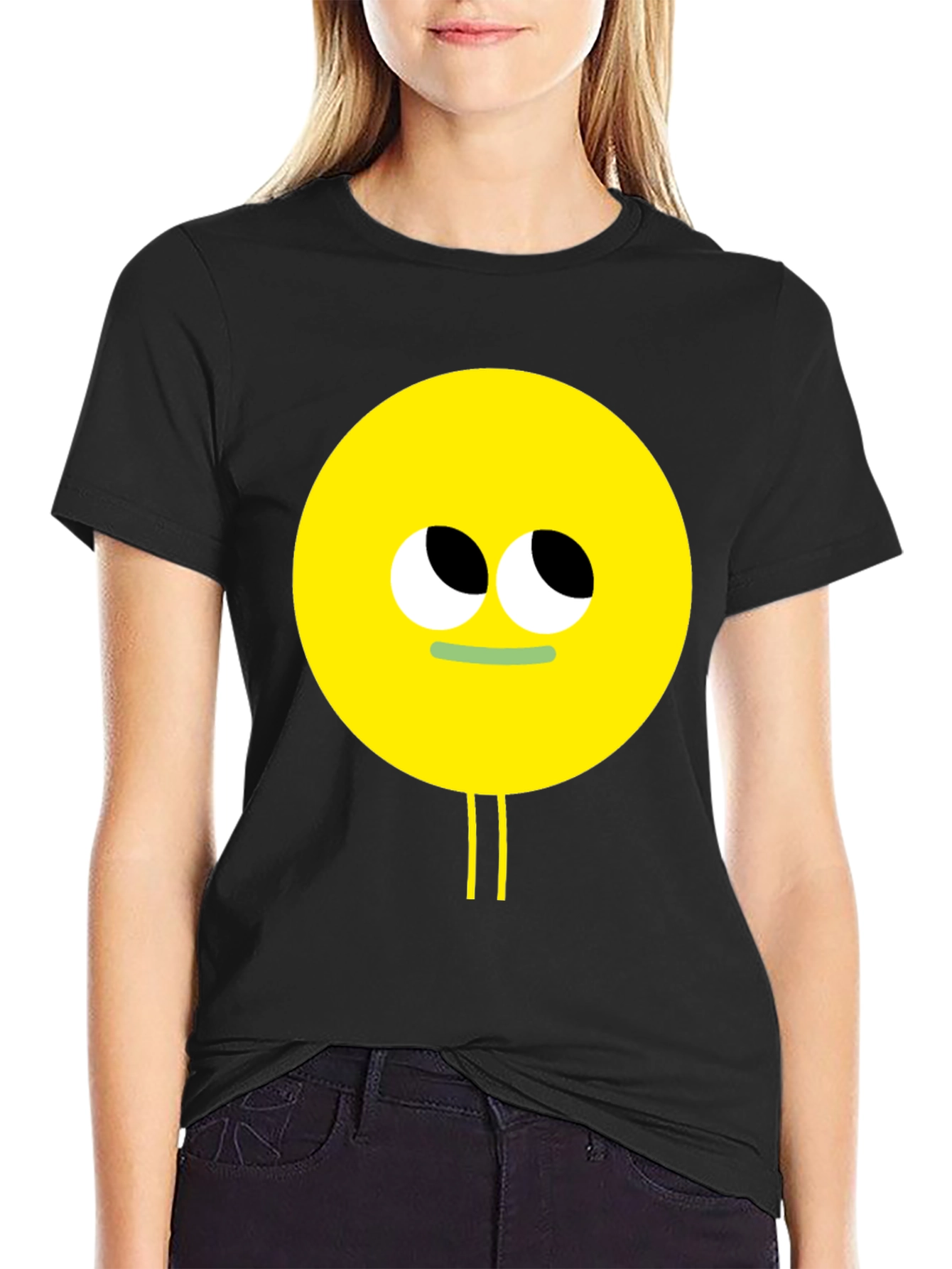 Black Funny Googly Eyes Graphic Tee - Black view 2