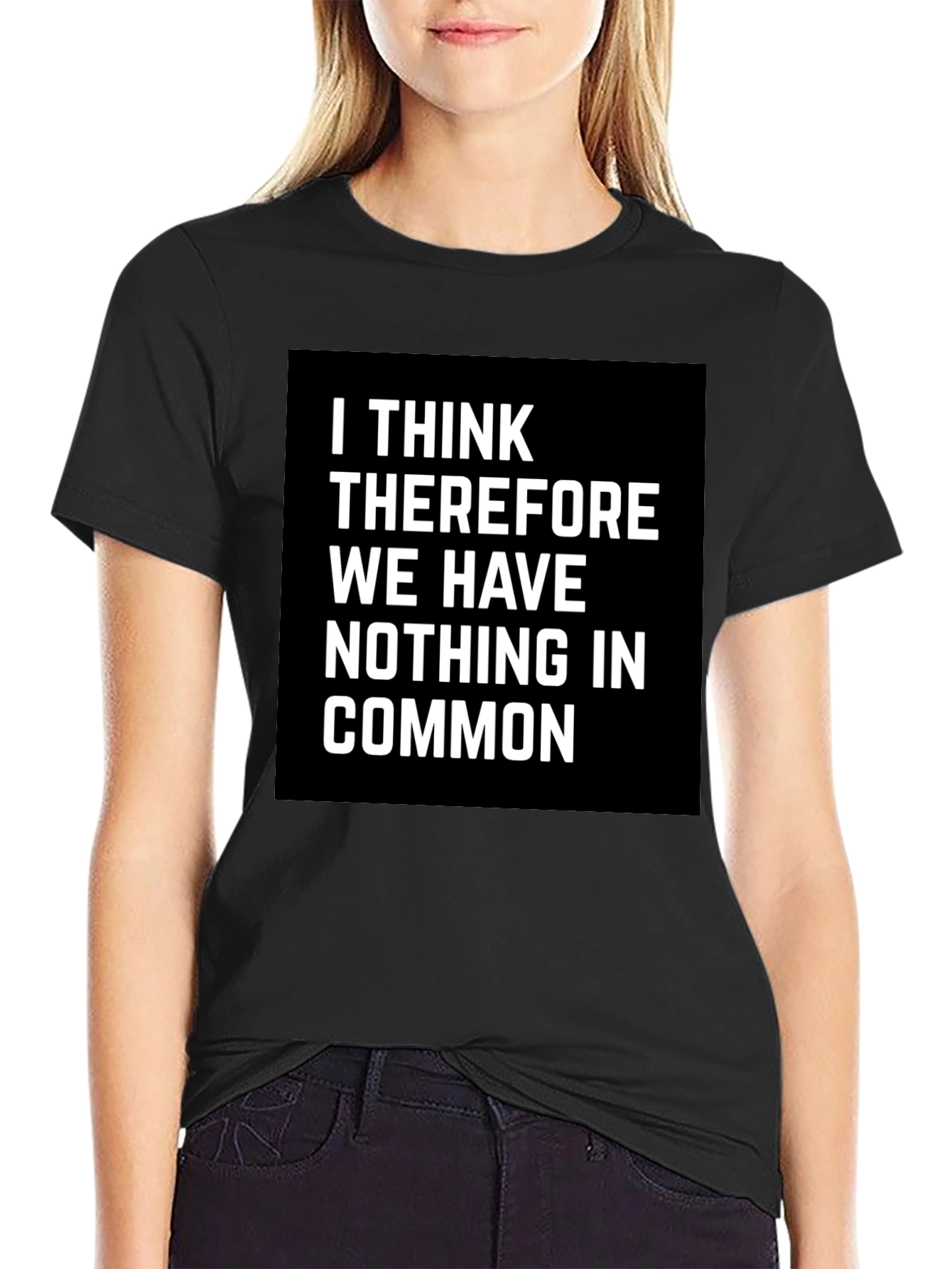 Black I Think Therefore Funny T-Shirt view 2