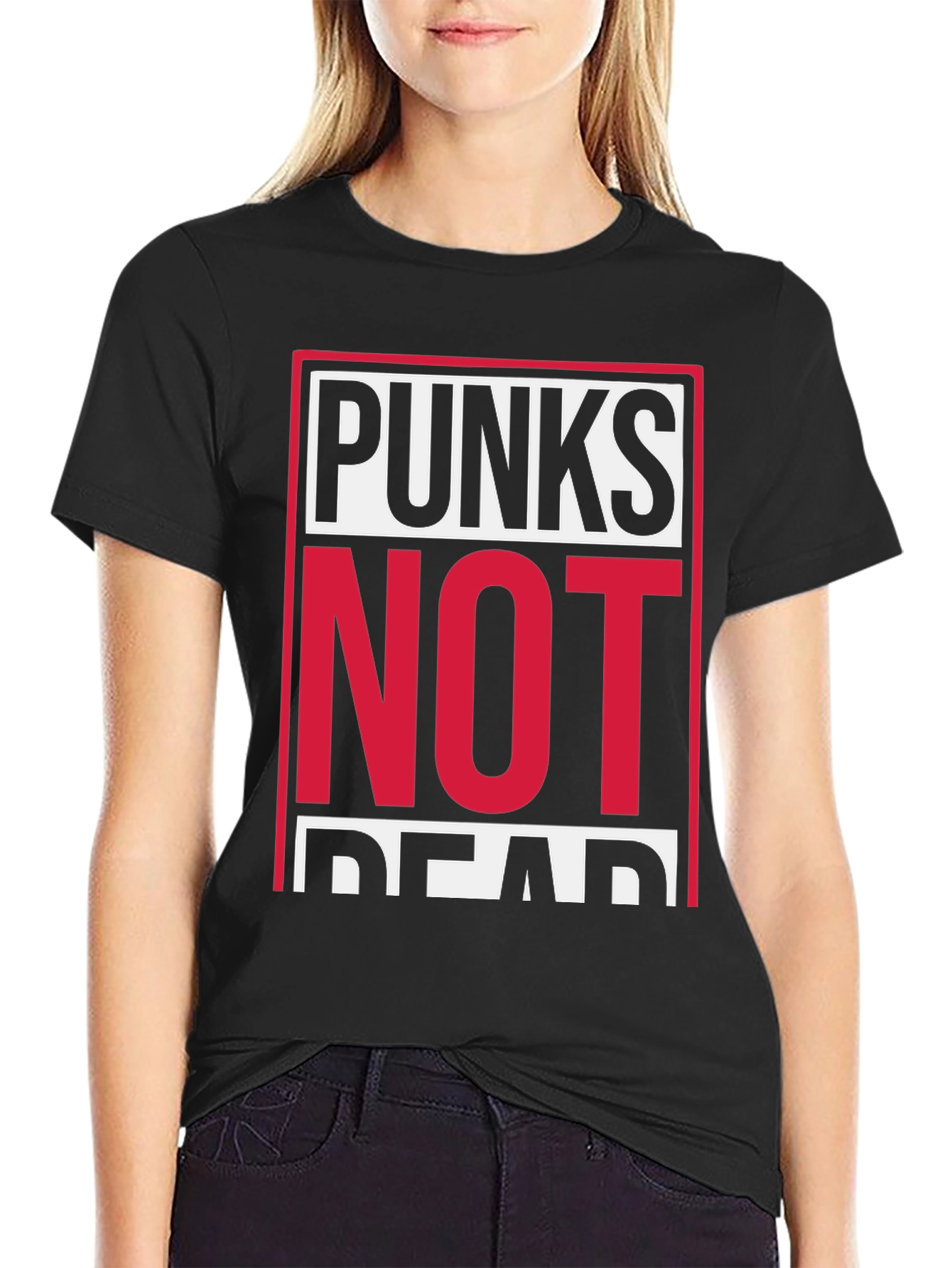 Black Punks Not Dead Graphic Tee - Black Cotton T-Shirt view 2